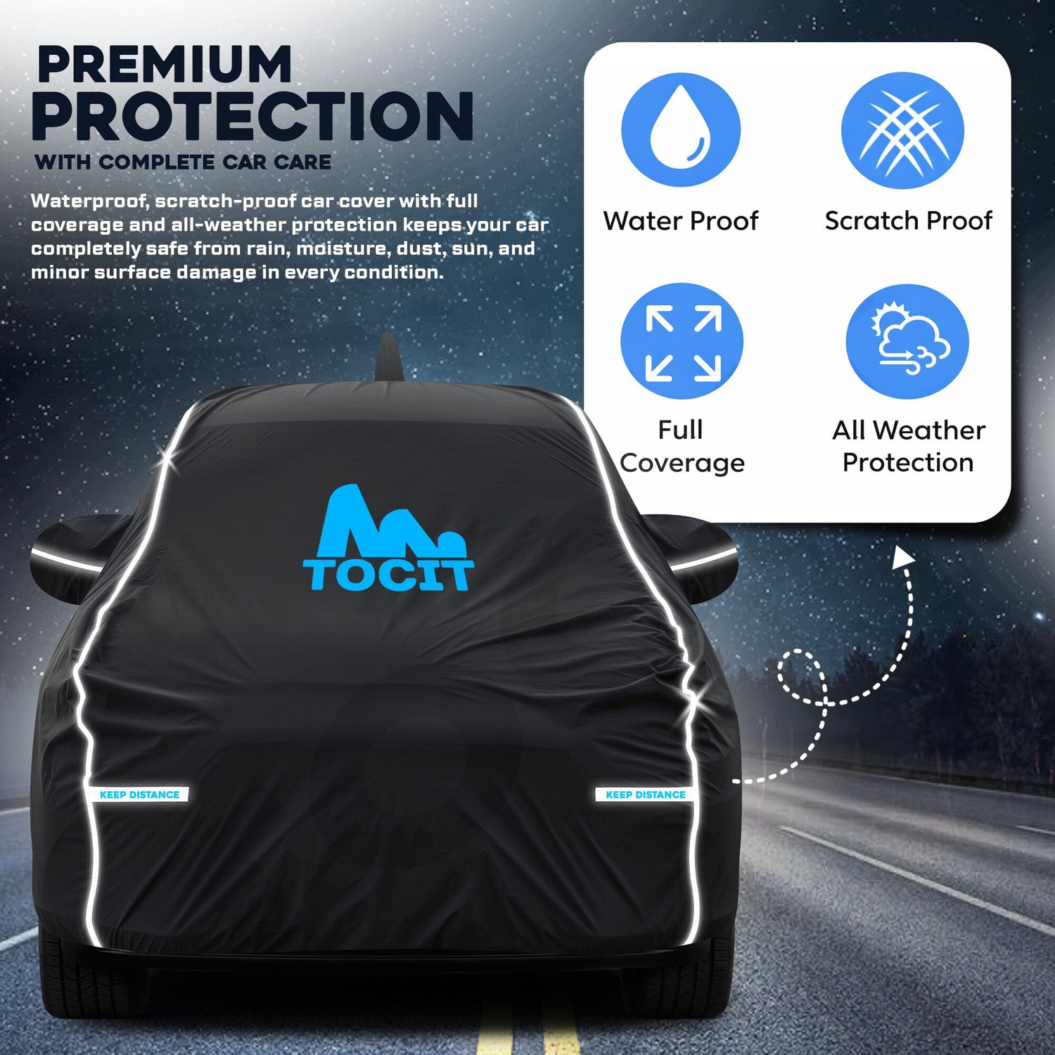 Image of TOCIT Car Cover For Tata Punch EV (With Mirror Pockets)