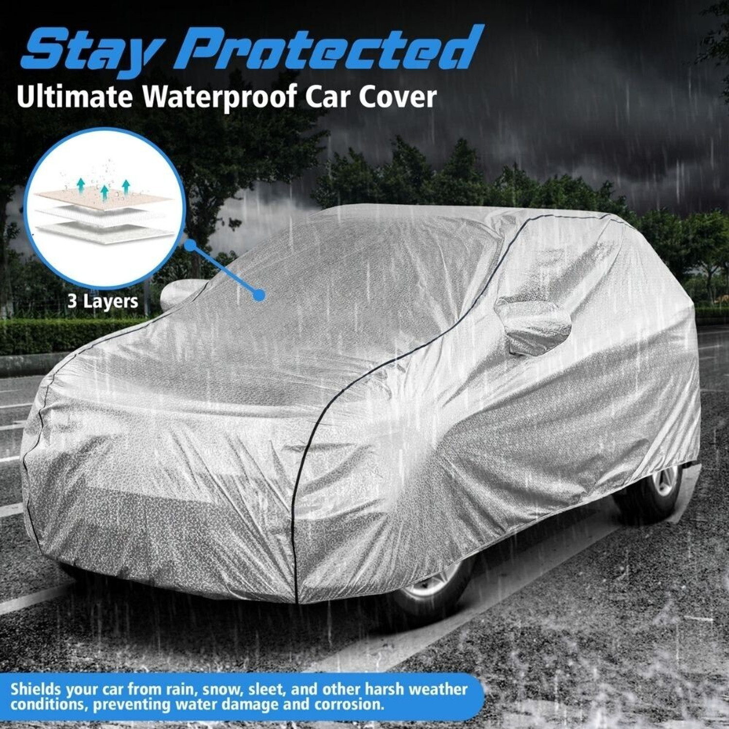 Image of Grizzly Car Cover For Hyundai EON Sportz, EON Magna Plus Option, EON Magna Plus, EON Era Plus (With Mirror Pockets)