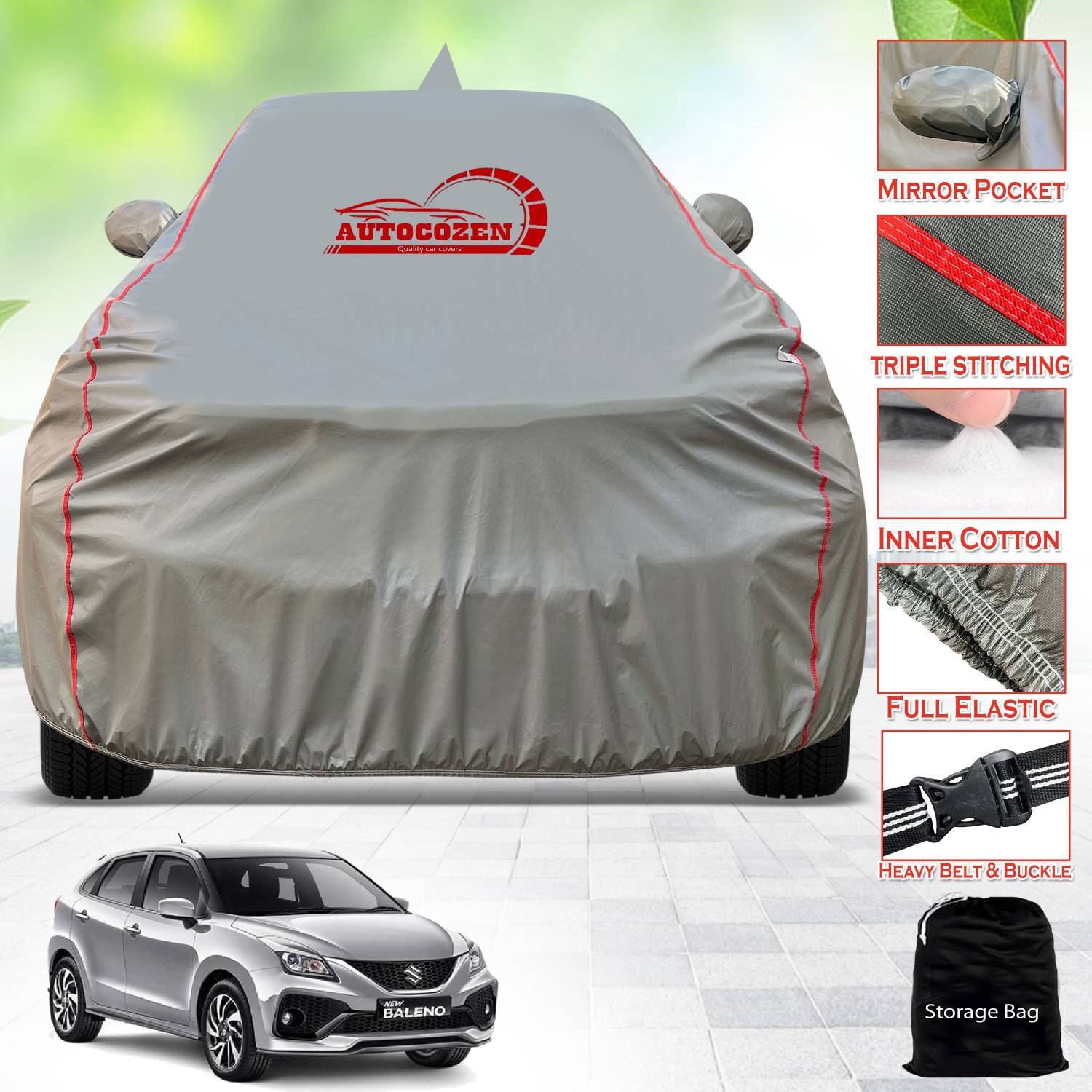 AUTOCOZEN Car Cover For Maruti Baleno 1.2 Alpha (With Mirror Pockets)