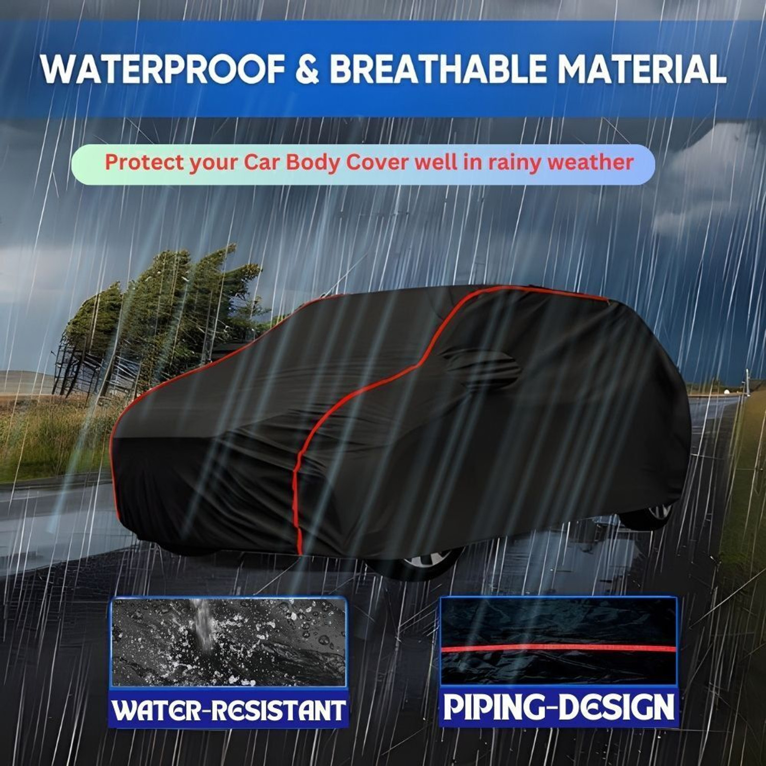 Image of AYSHU Car Cover For Hyundai Eon, EON 1.0 Kappa Magna Plus Optional, Universal For Car (With Mirror Pockets)