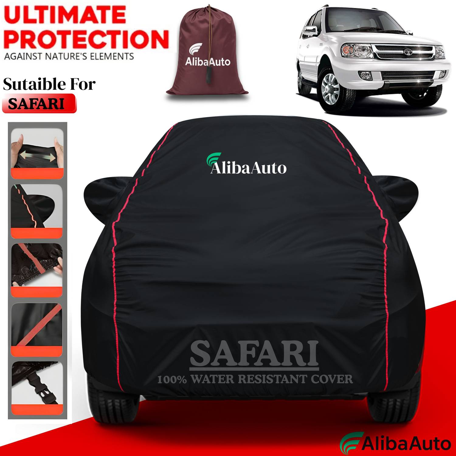 AlibaAuto Car Cover For Tata Safari (With Mirror Pockets)