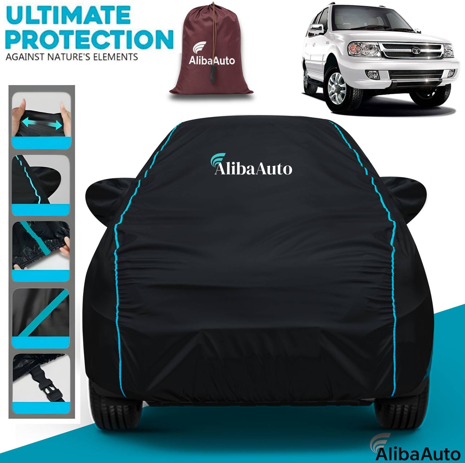 AlibaAuto Car Cover For Tata Safari (With Mirror Pockets)