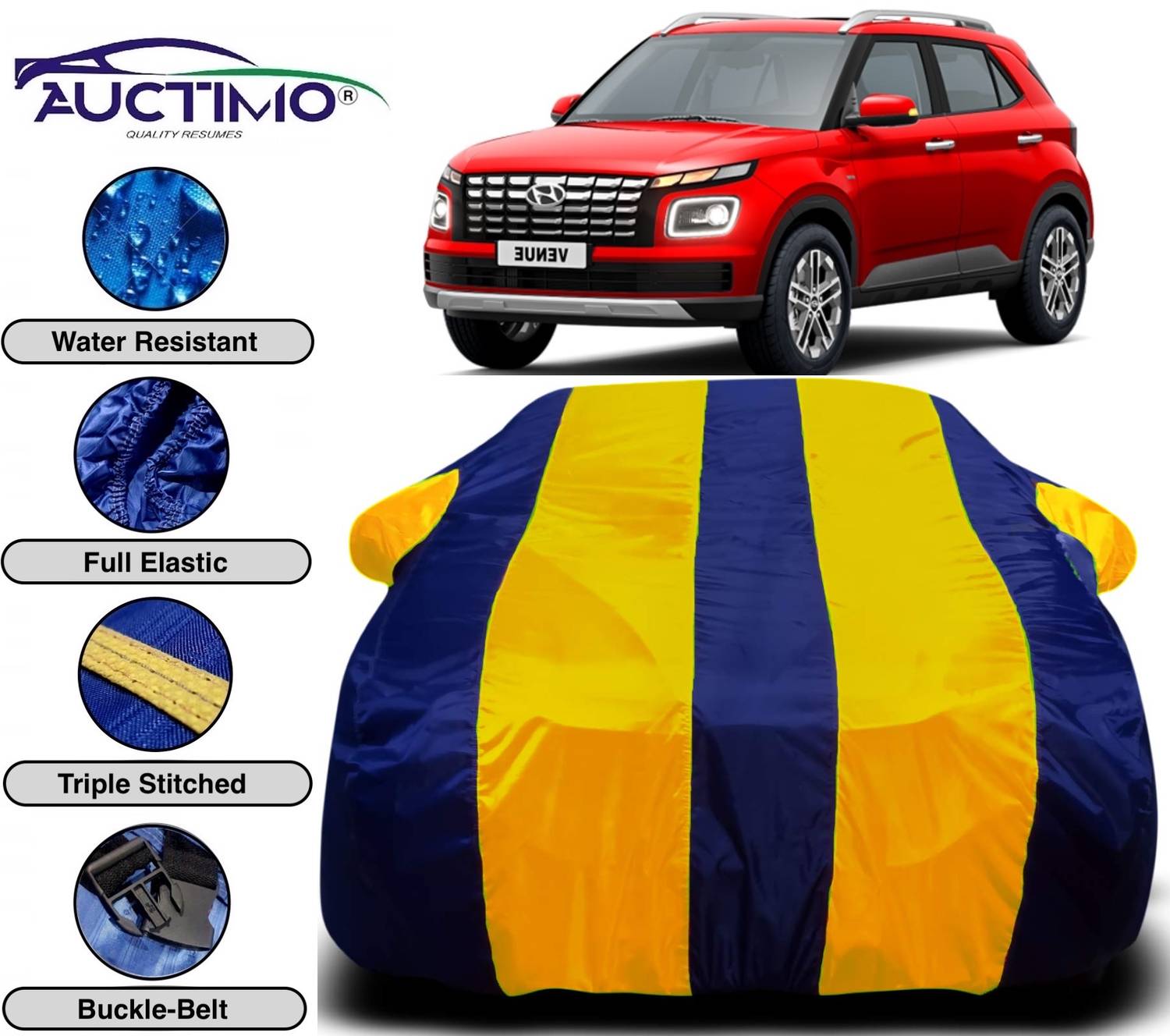 AUCTIMO Car Cover For Hyundai Venue (With Mirror Pockets)