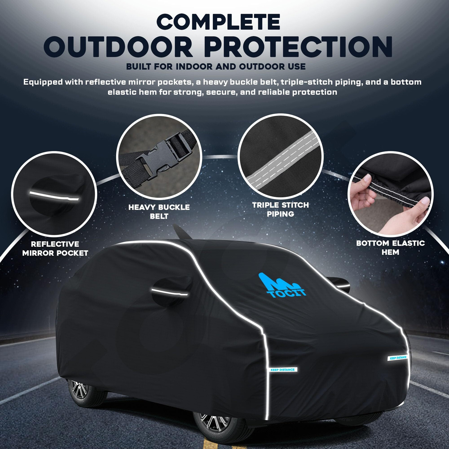 Image of TOCIT Car Cover For Tata Punch EV (With Mirror Pockets)