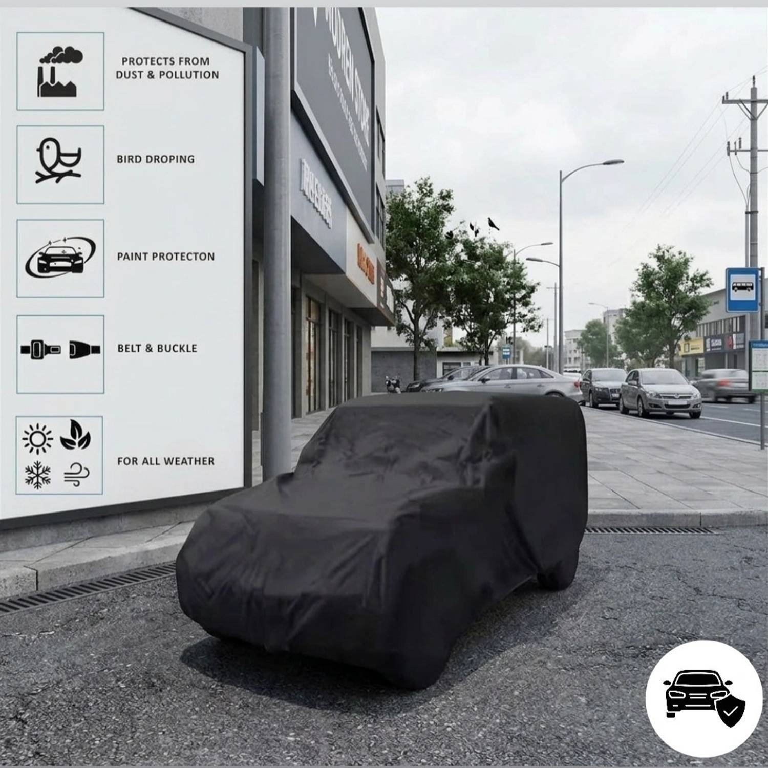 NEXTAURA Mahindra Bolero Car Cover Black - Image 3