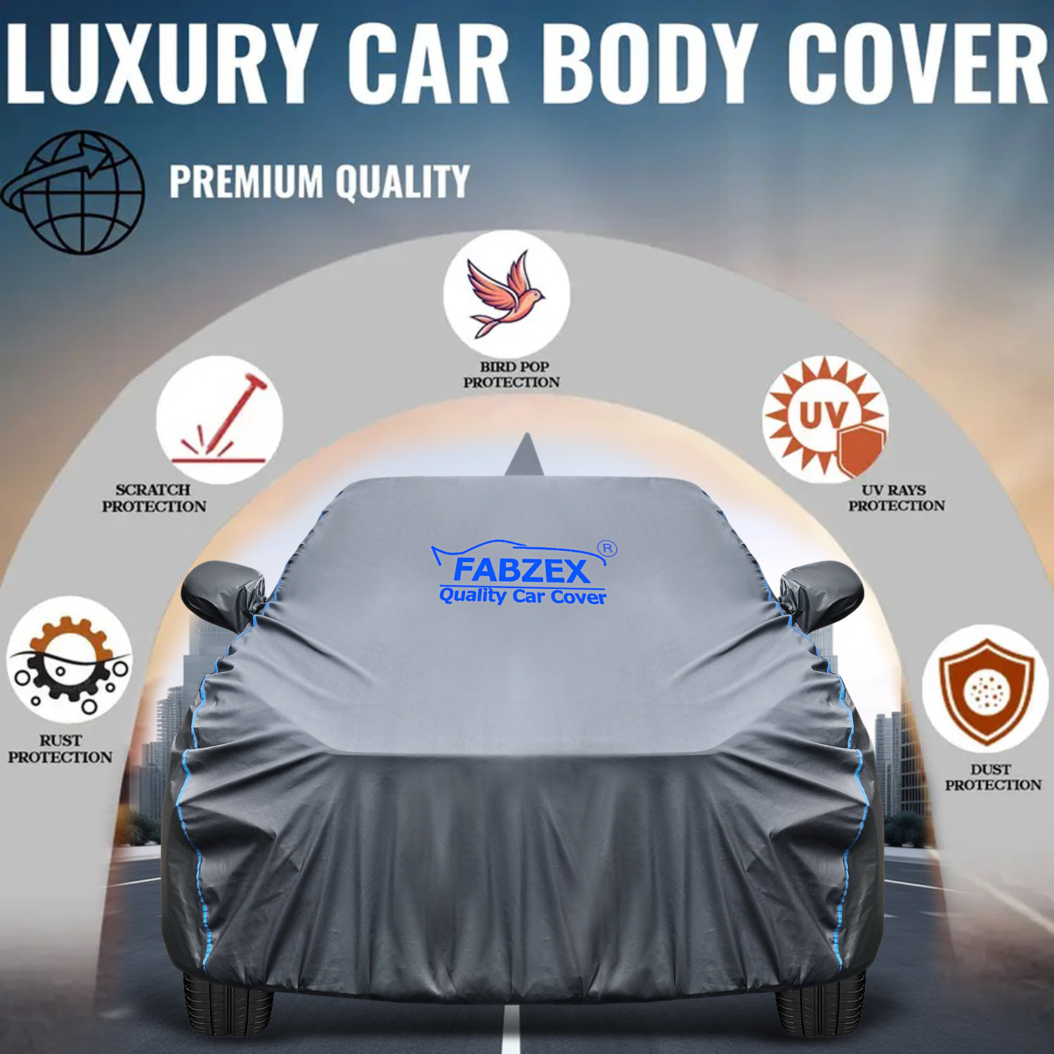 Image of FABZEX Car Cover For Mahindra XUV 3XO (With Mirror Pockets)