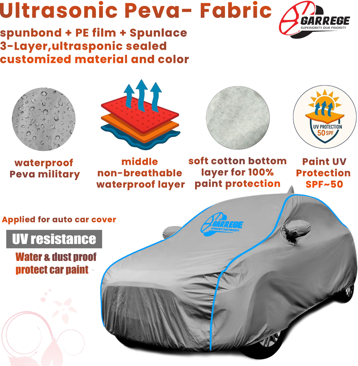 Image of GARREGE Car Cover For Maruti Fronx (With Mirror Pockets)