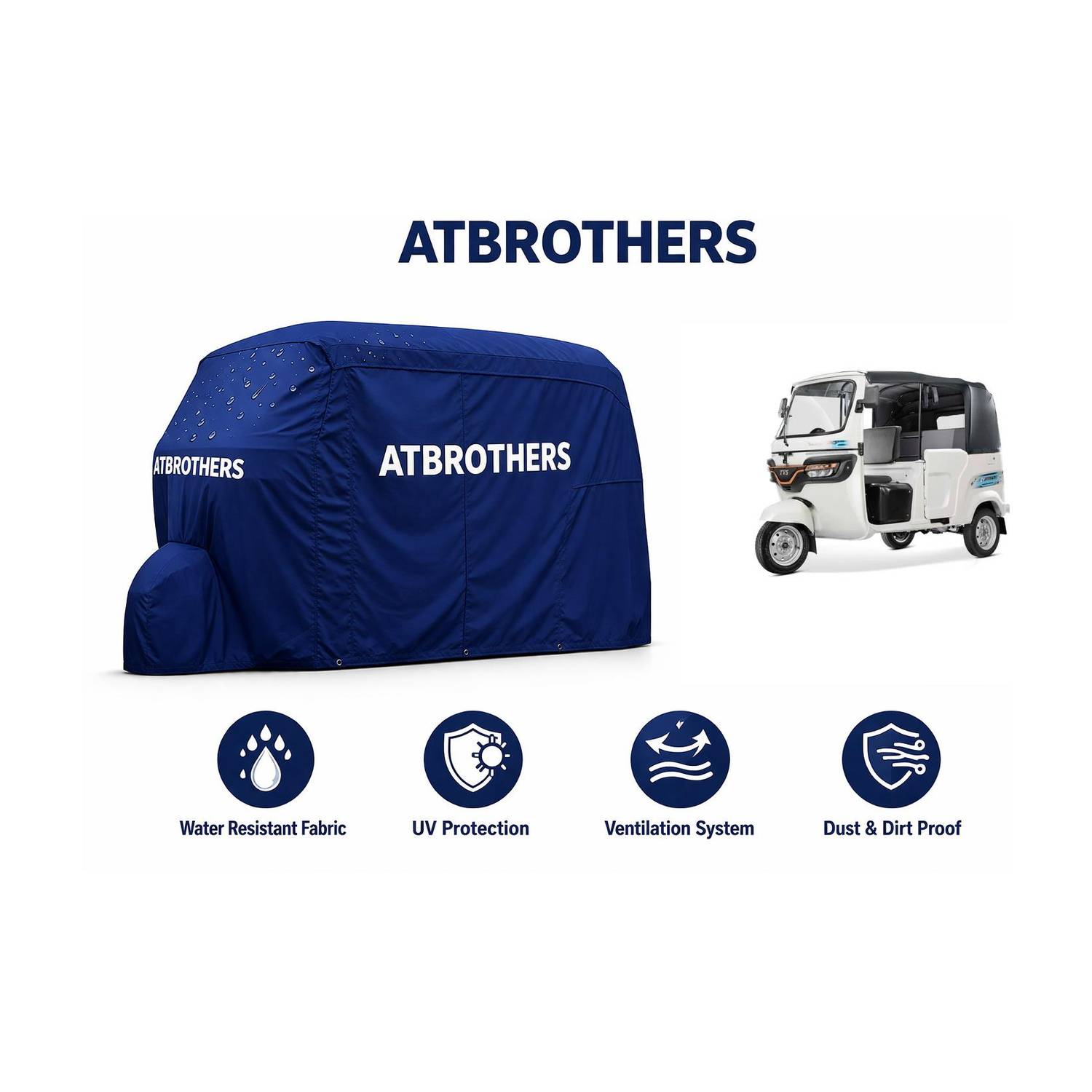 ATBROTHERS Car Cover For Universal For Autorickshaw Universal For Autorickshaw (Without Mirror Pockets)