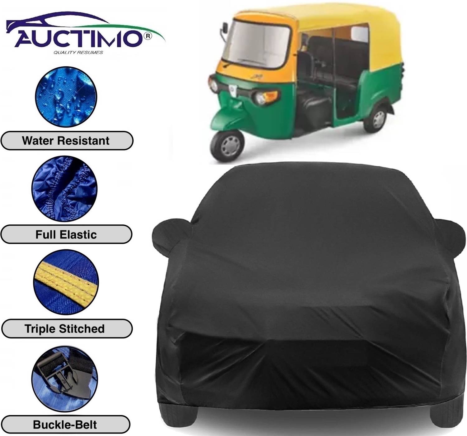 AUCTIMO Car Cover For Universal For Autorickshaw Universal For Autorickshaw (With Mirror Pockets)