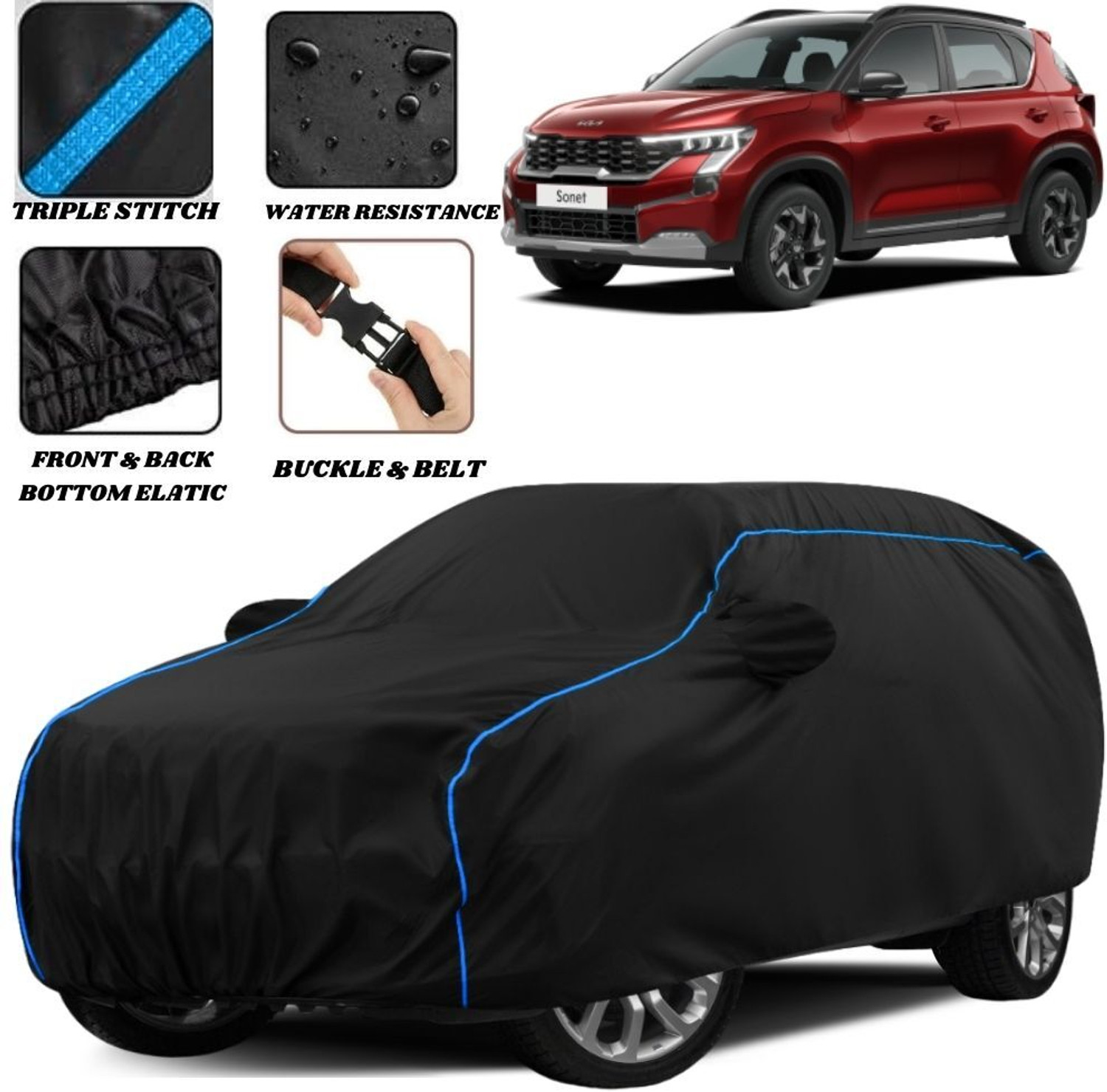 Image of VOICO Car Cover For Kia Sonet (With Mirror Pockets)