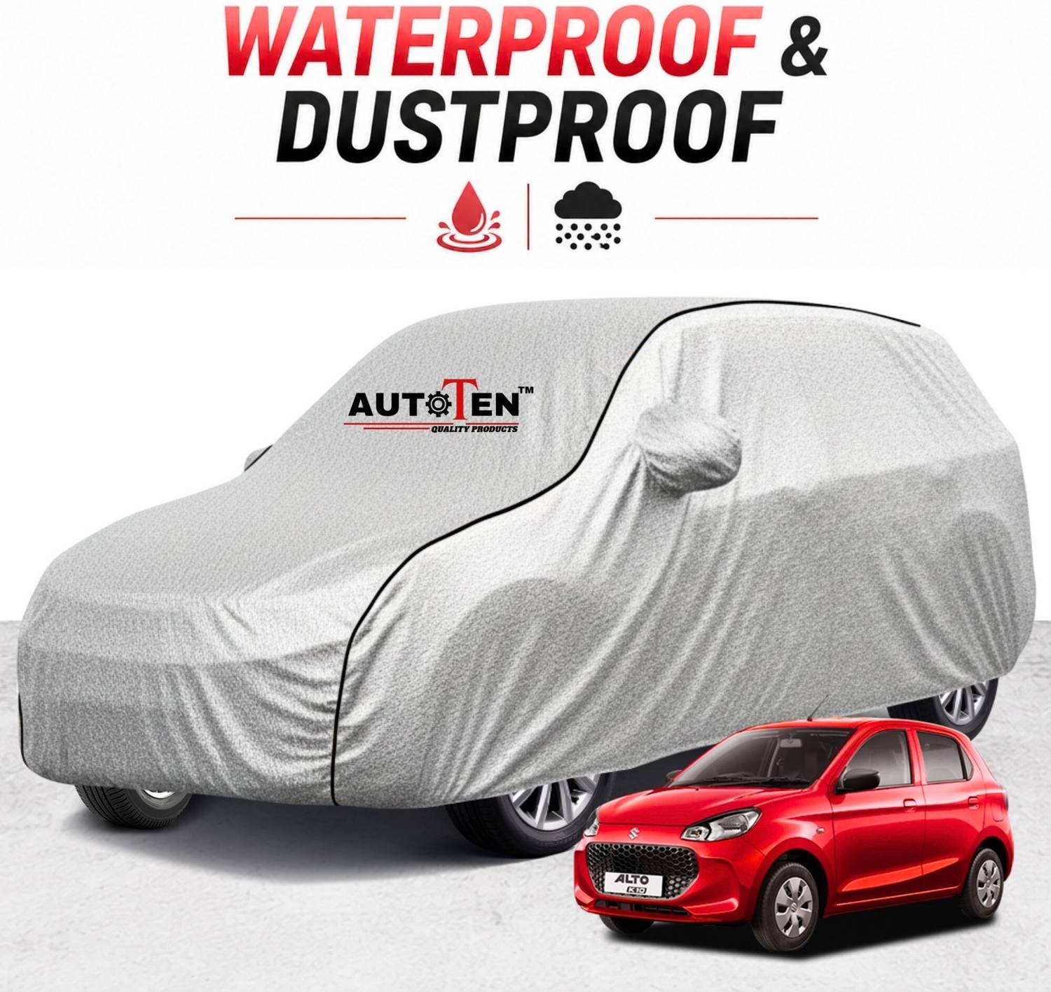 AutoTen Car Cover For Maruti Alto K10 (With Mirror Pockets)
