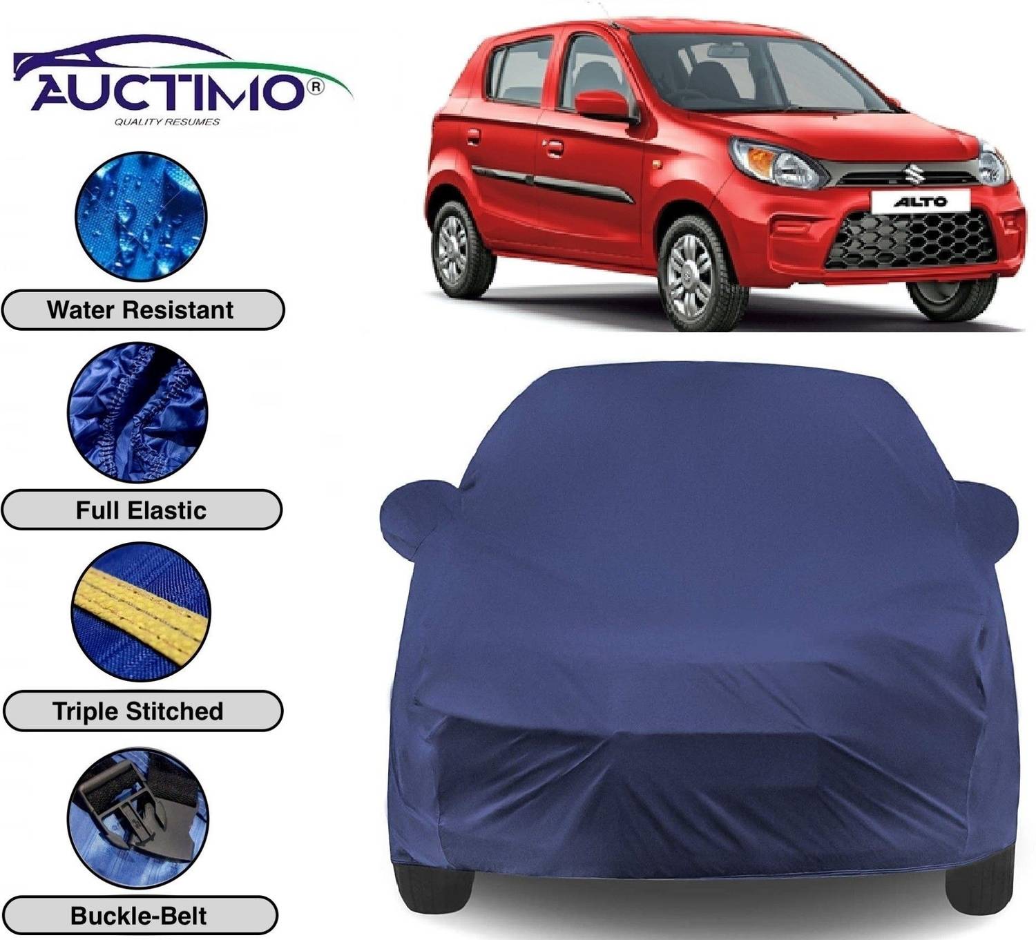AUCTIMO Car Cover For Maruti Suzuki Alto 800 (With Mirror Pockets)