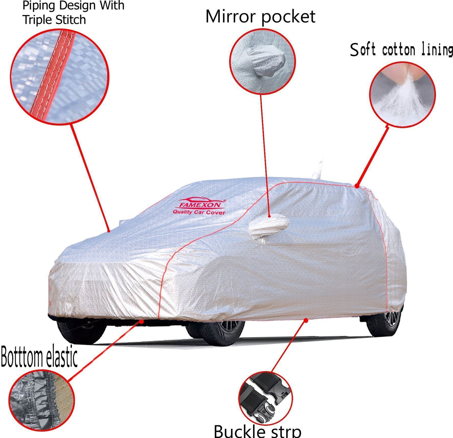 Image of FAMEXON Car Cover For Tata Altroz, Altroz XZ Diesel (With Mirror Pockets)