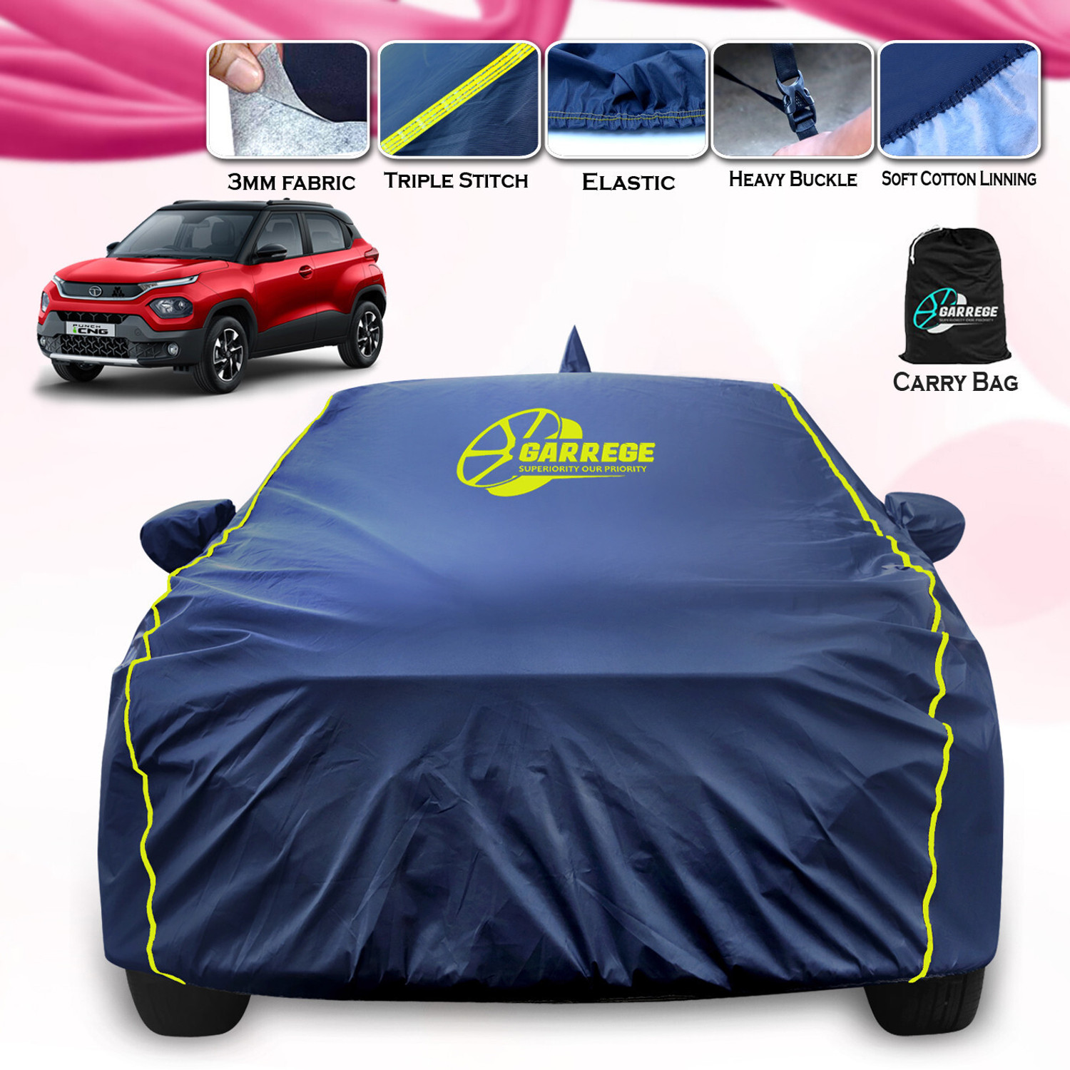 Image of GARREGE Car Cover For Tata Punch (With Mirror Pockets)