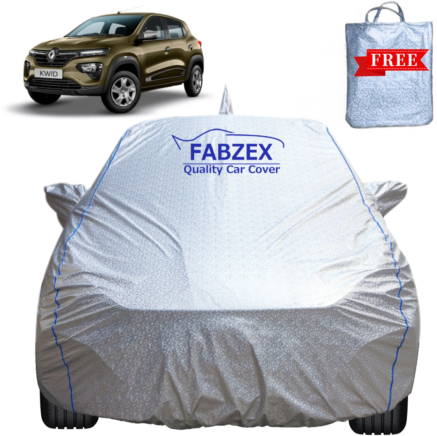 Image of FABZEX Car Cover For Renault Kwid, Kwid 1.0 RXT AMT Opt Petrol, Kwid 1.0 RXT AMT Petrol, Kwid 1.0 RXT Optional, Kwid Climber 1.0 AMT Petrol (With Mirror Pockets)