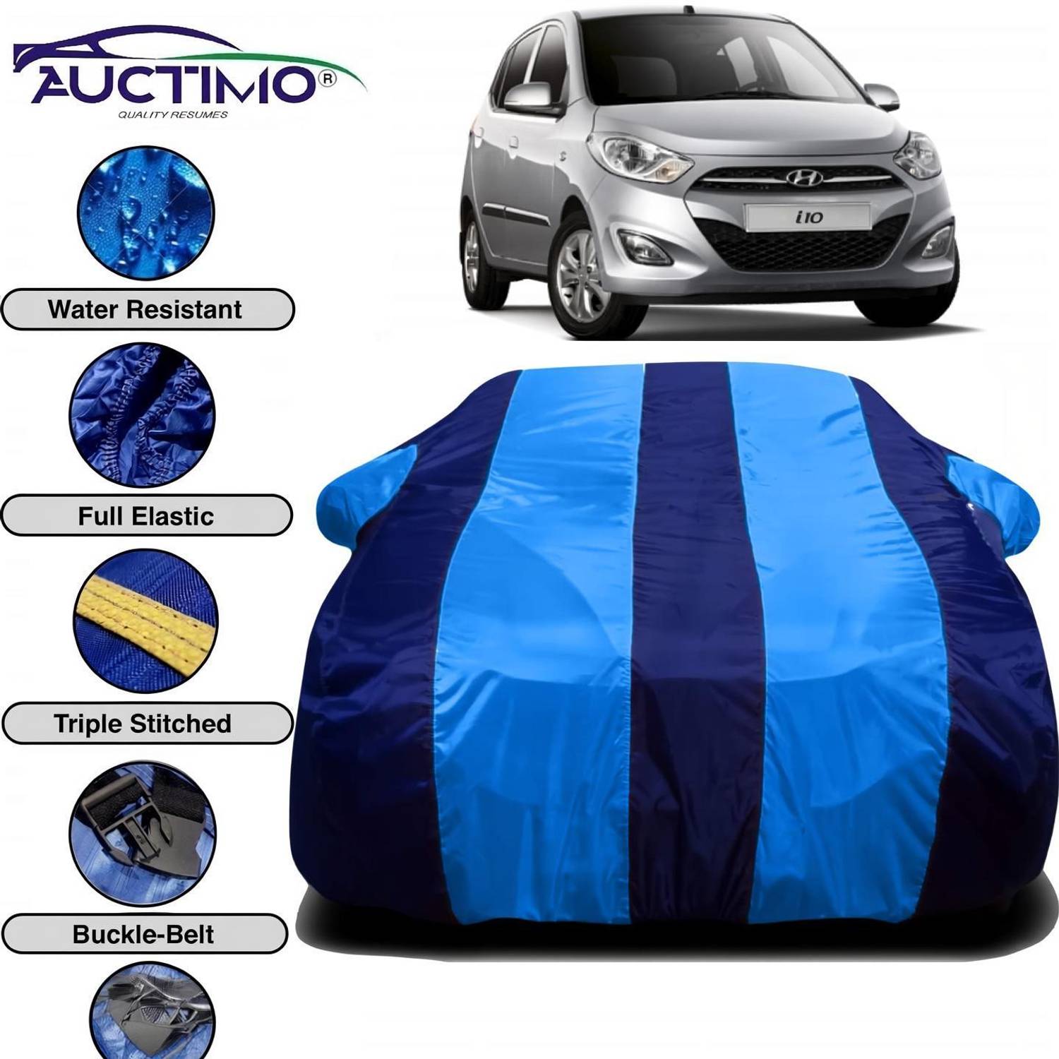 AUCTIMO Car Cover For Hyundai i10 (With Mirror Pockets)