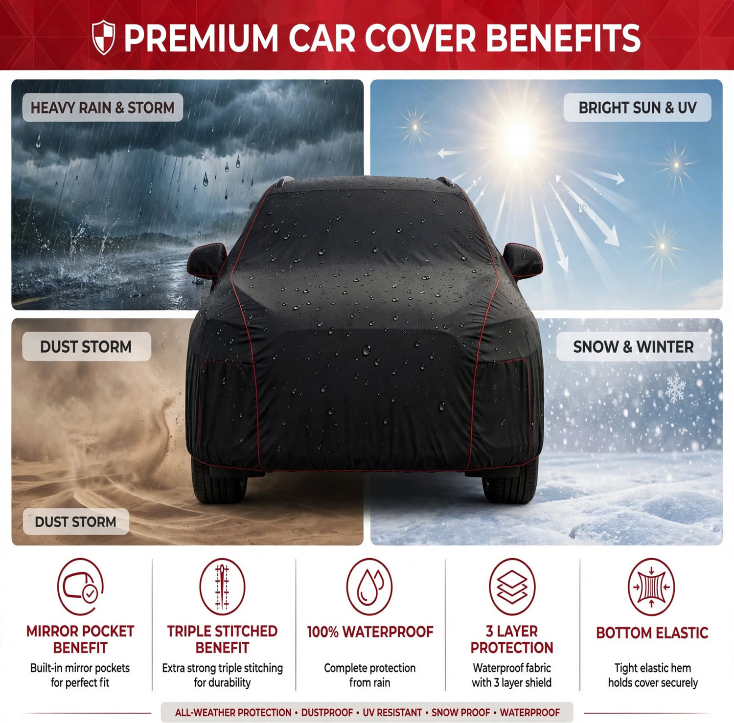 Image of GOSHIV-car and bike accessories Tata 100% Waterproof Punch 2024-2026 Punch Adventure / Adventure Plus, Punch Accomplished / Accomplished Dazzle, Punch Pure Body Cover (Black)