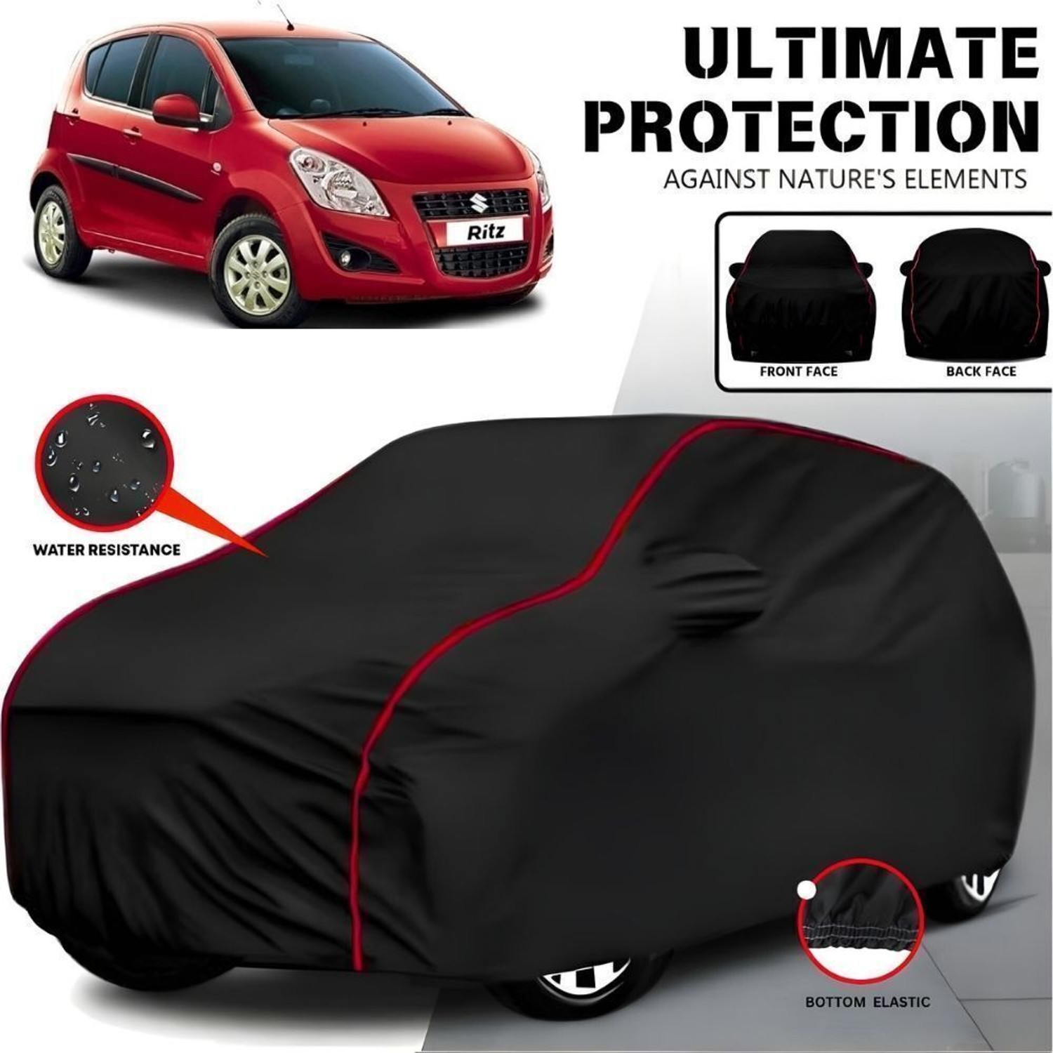 Image of AYSHU Car Cover For Maruti Suzuki Ritz, Universal For Car (With Mirror Pockets)