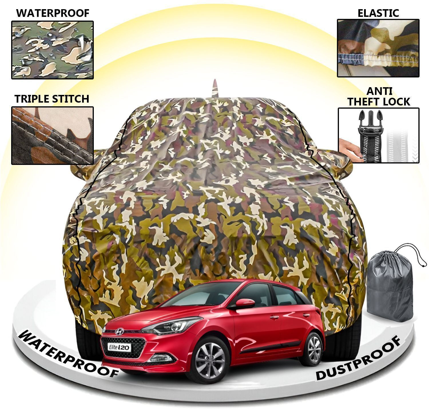 Image of CARZEX Car Cover For Hyundai Elite i20 (With Mirror Pockets)