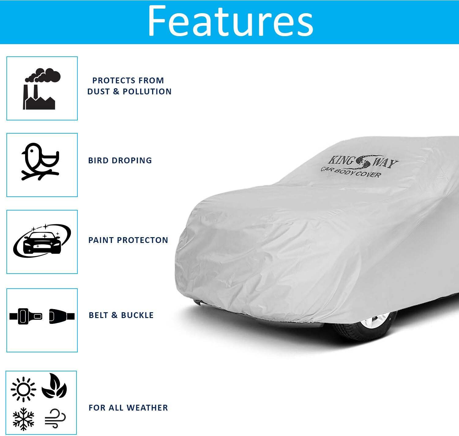 Image of Kingsway Car Cover For Tata Hexa (Without Mirror Pockets)