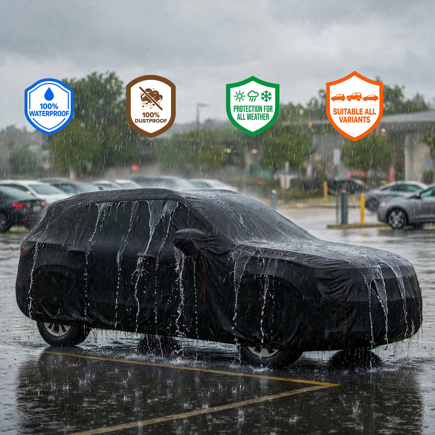 Image of GOSHIV-car and bike accessories Tata 100% Waterproof Punch 2024-2026 Punch Adventure / Adventure Plus, Punch Accomplished / Accomplished Dazzle, Punch Pure Body Cover (Black)