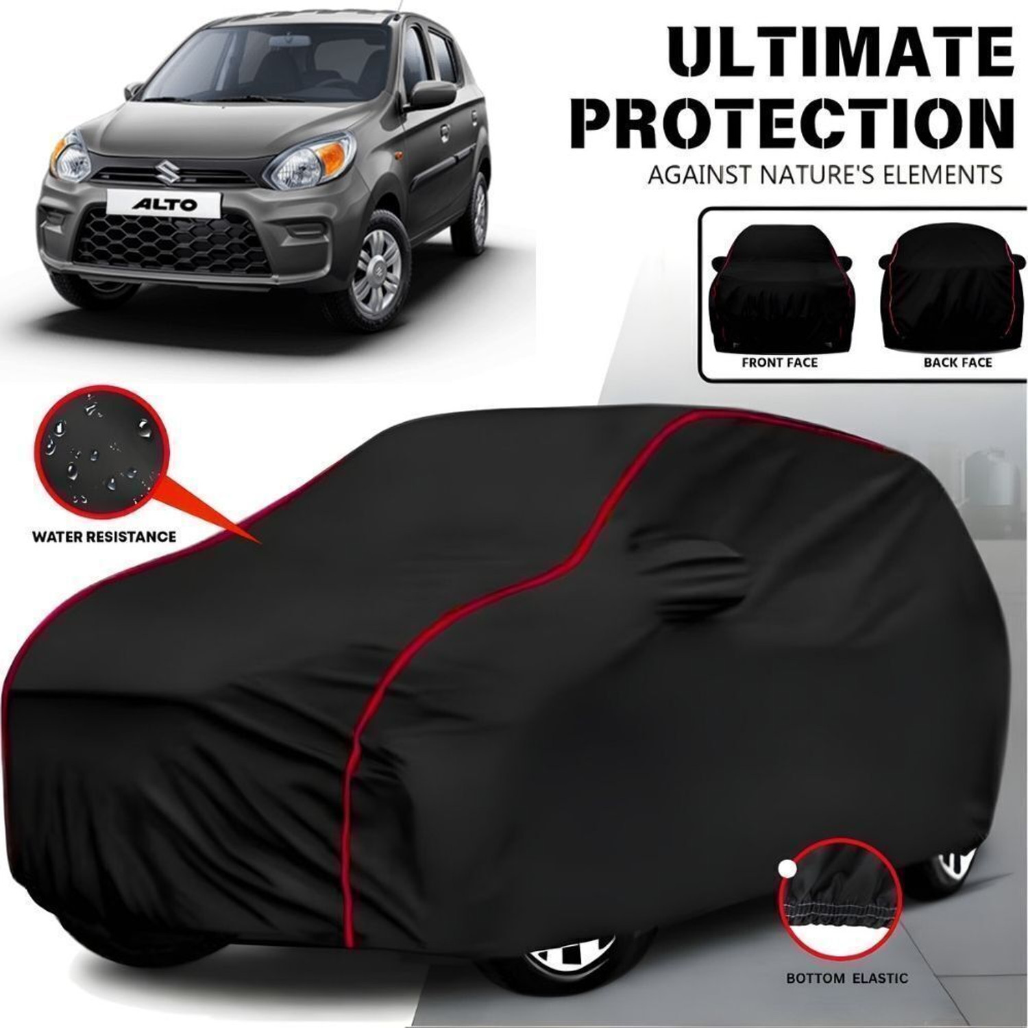 Image of JMK Car Cover For Maruti Suzuki Alto, Alto 800, Alto 800 CNG LX, Alto 800 VXI Plus Petrol (With Mirror Pockets)