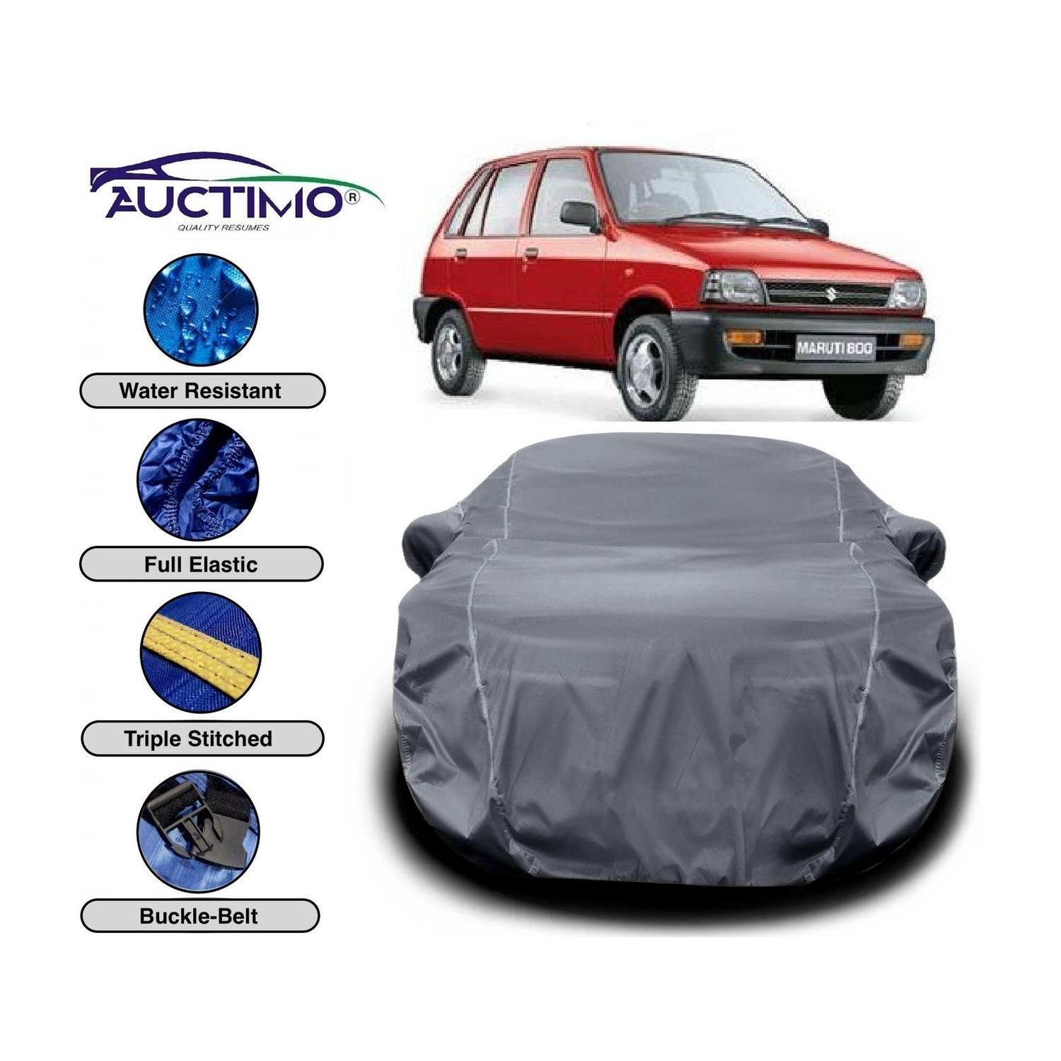 AUCTIMO Car Cover For Maruti Suzuki 800 (With Mirror Pockets)
