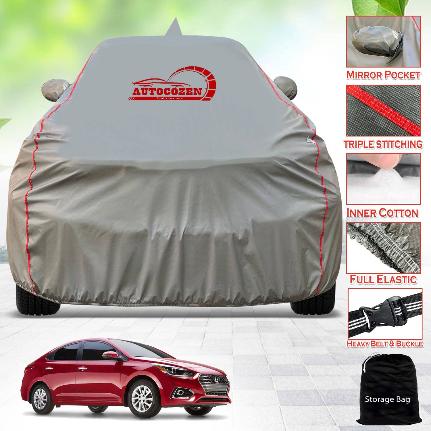 AUTOCOZEN Car Cover For Hyundai Verna (With Mirror Pockets)