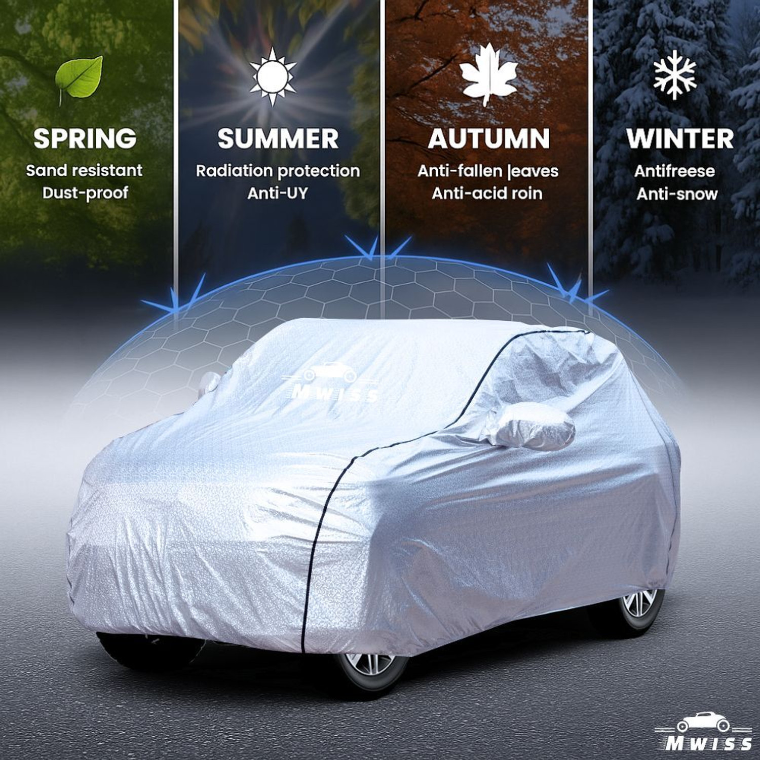Image of Mwiss Car Cover For Renault Kiger, Universal For Car (With Mirror Pockets)