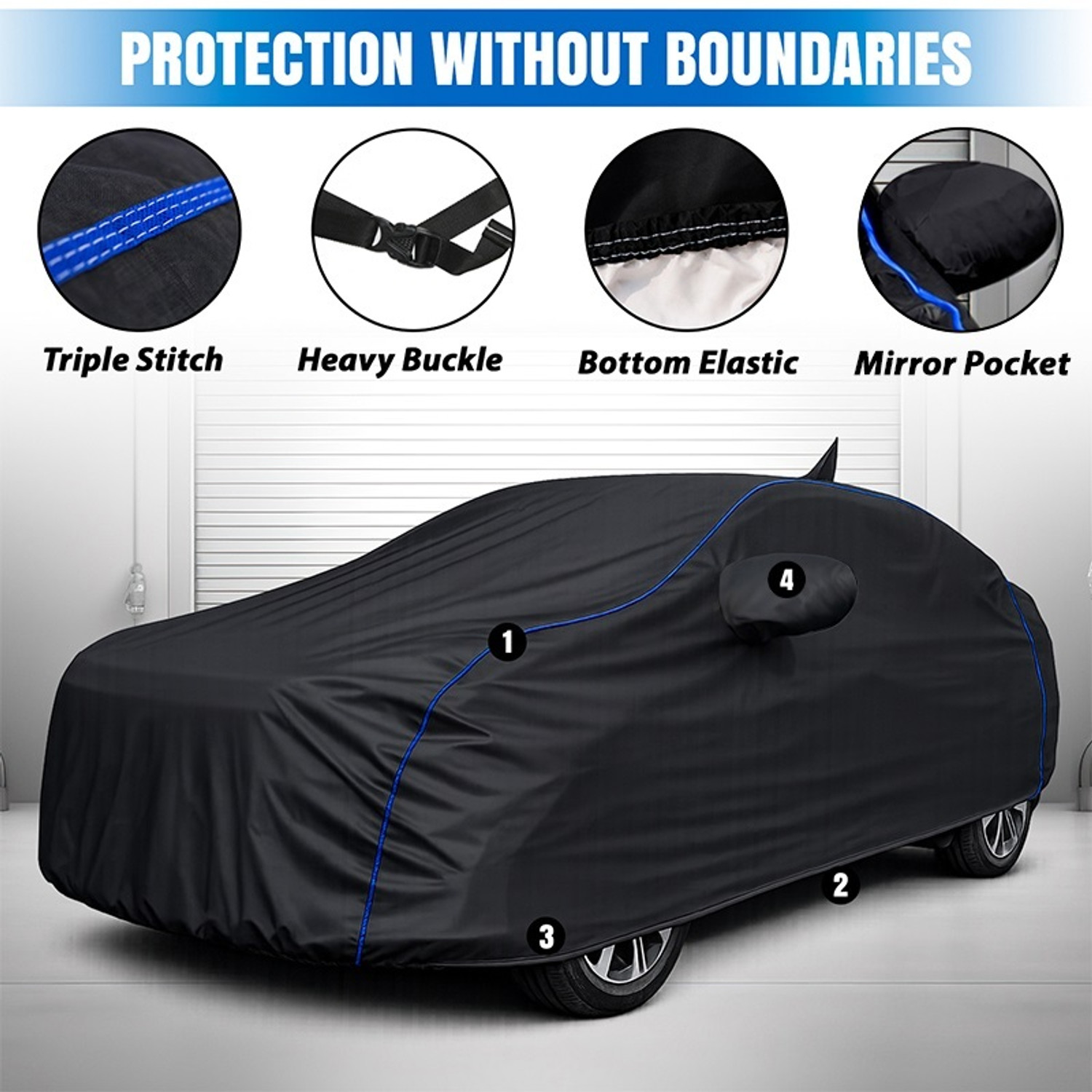 Image of OTO2EYE Car Cover For Kia Sonet (With Mirror Pockets)
