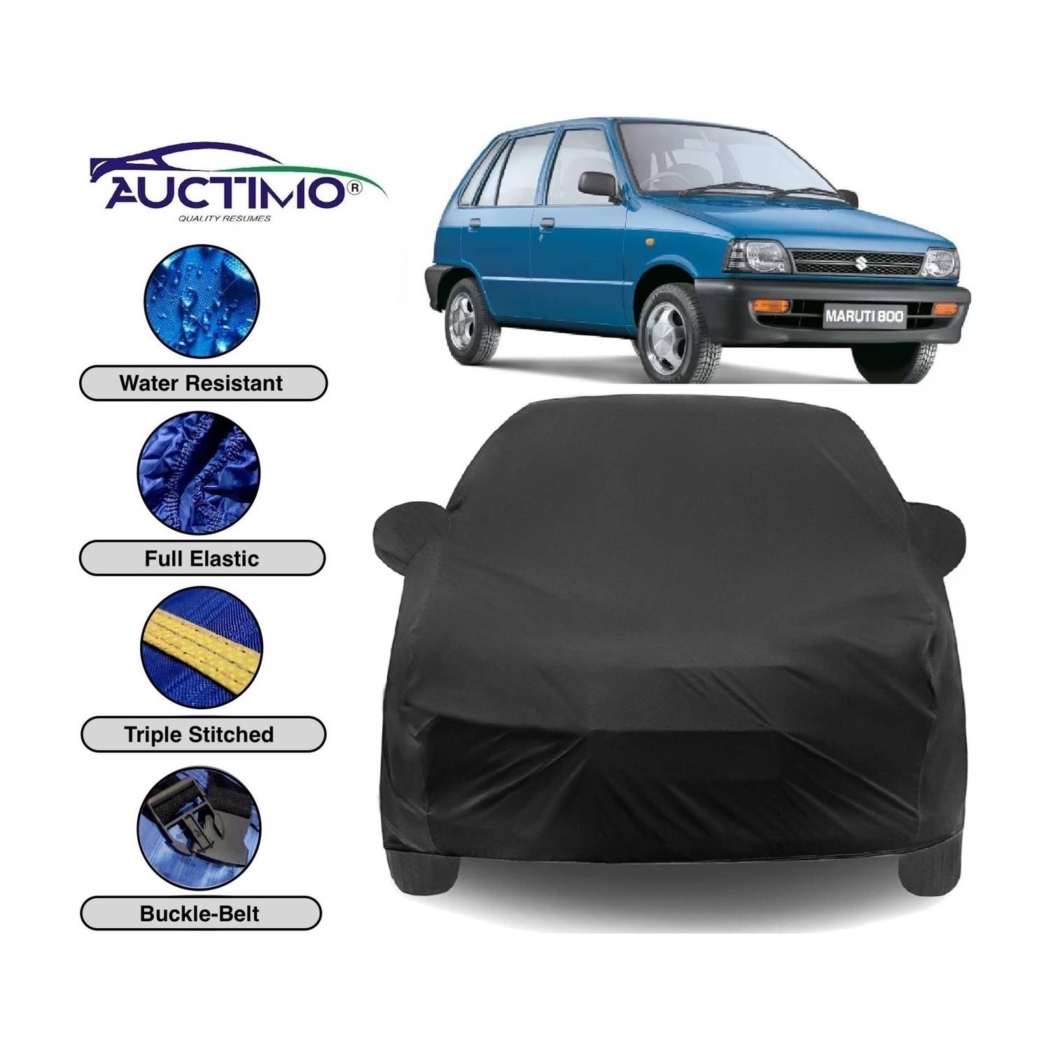 AUCTIMO Car Cover For Maruti Suzuki 800 (With Mirror Pockets)