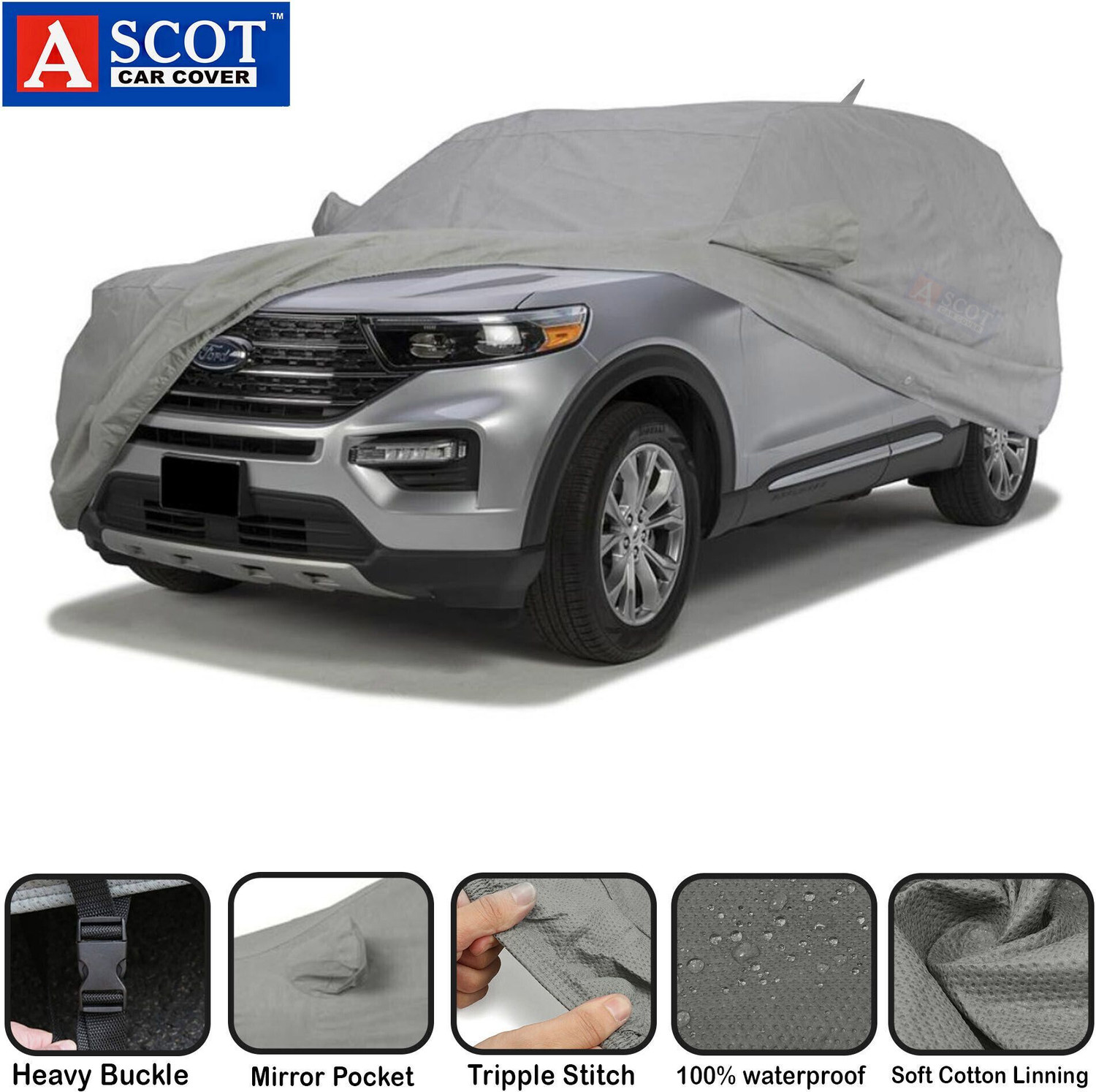 Image of ascot Car Cover For Maruti Suzuki Brezza (With Mirror Pockets)