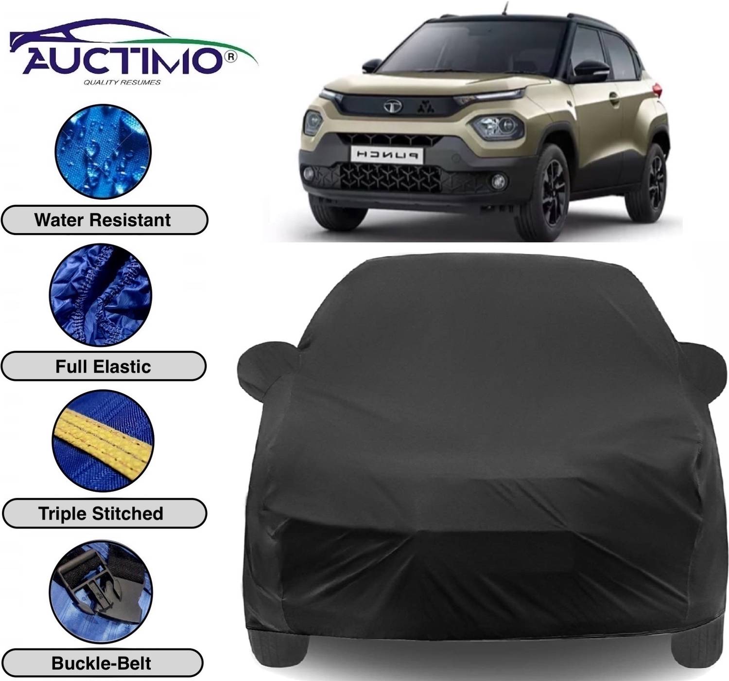 AUCTIMO Car Cover For Tata Punch (With Mirror Pockets)