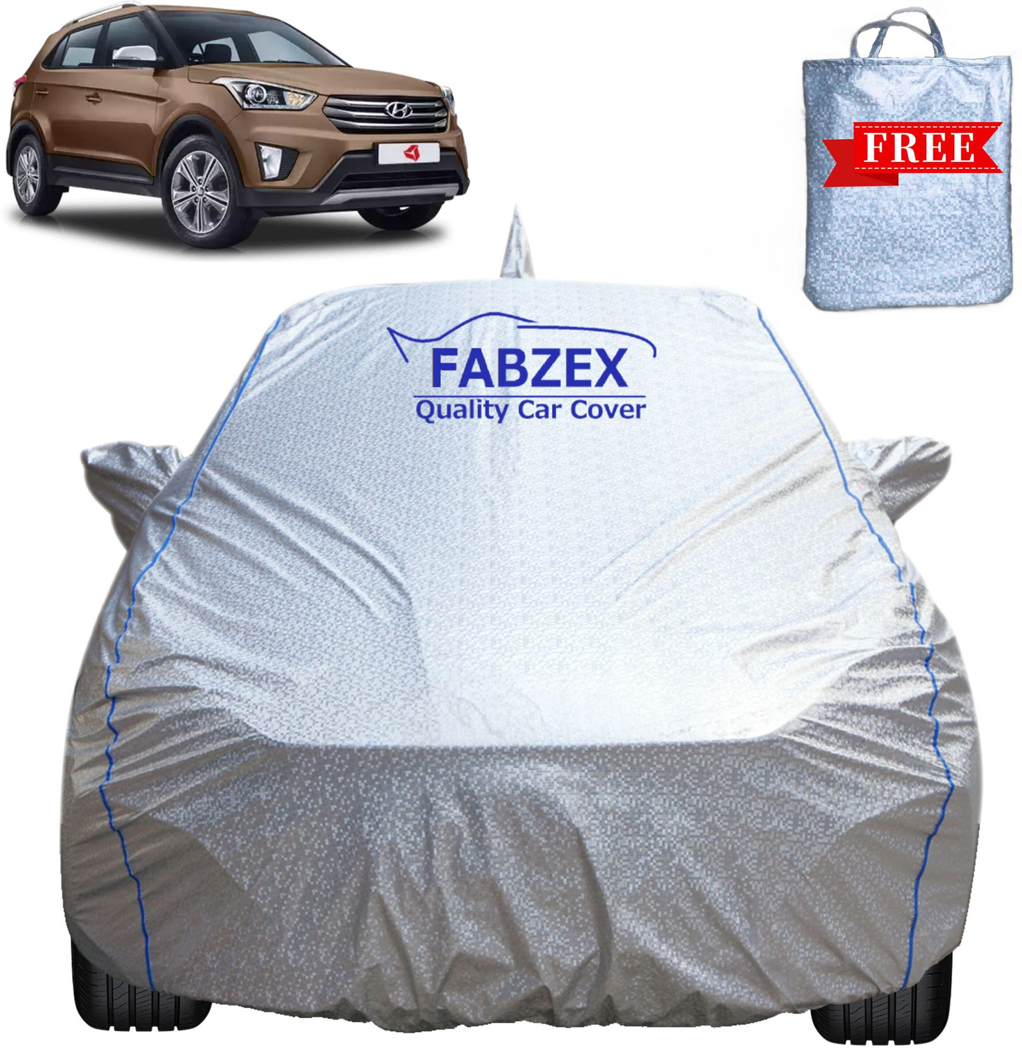 Image of FABZEX Car Cover For Hyundai Creta 1.4 CRDi S (With Mirror Pockets)
