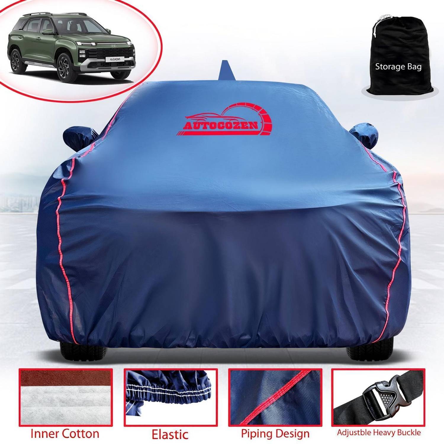 AUTOCOZEN WATERPROOF Car Cover For Hyundai Alcazar (With Mirror Pockets)
