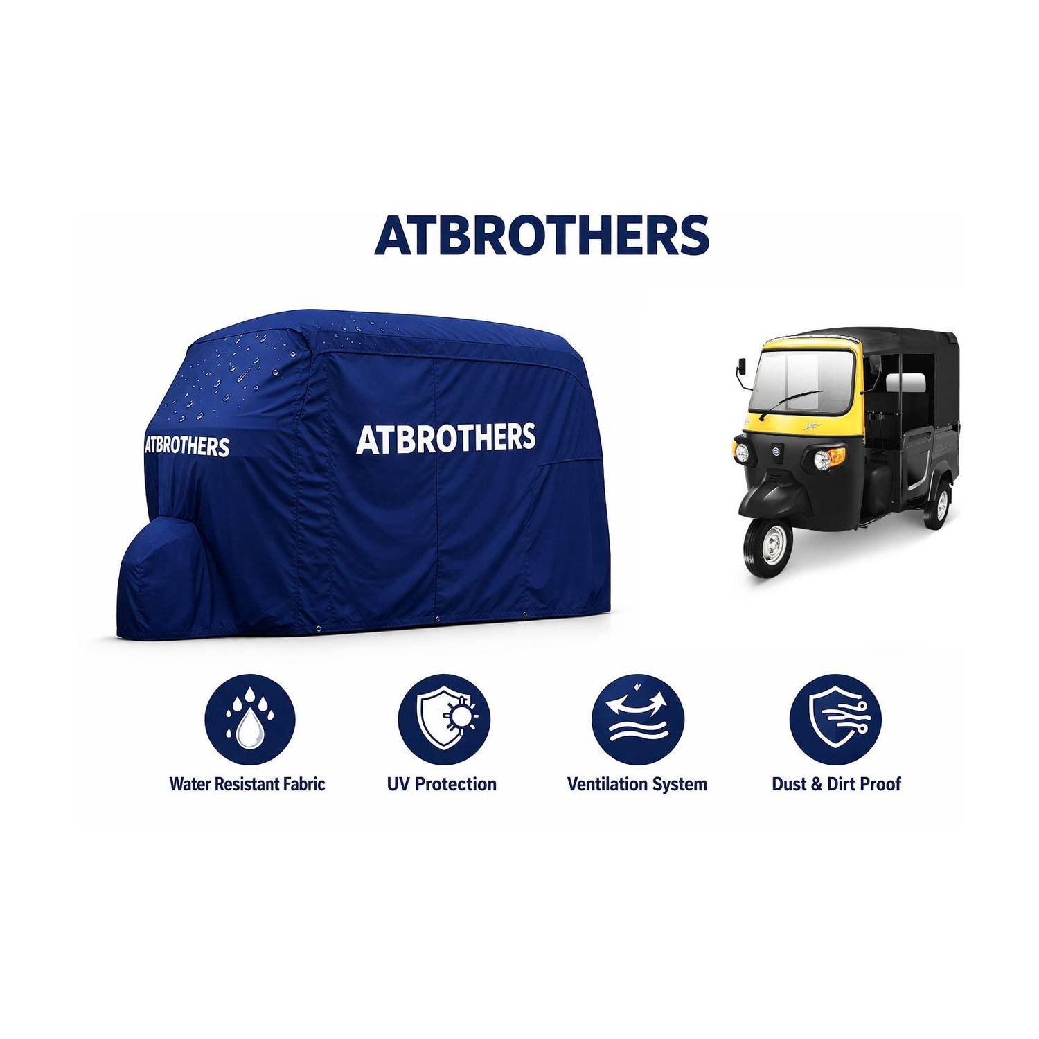 ATBROTHERS Car Cover For Universal For Autorickshaw Universal For Autorickshaw (Without Mirror Pockets)