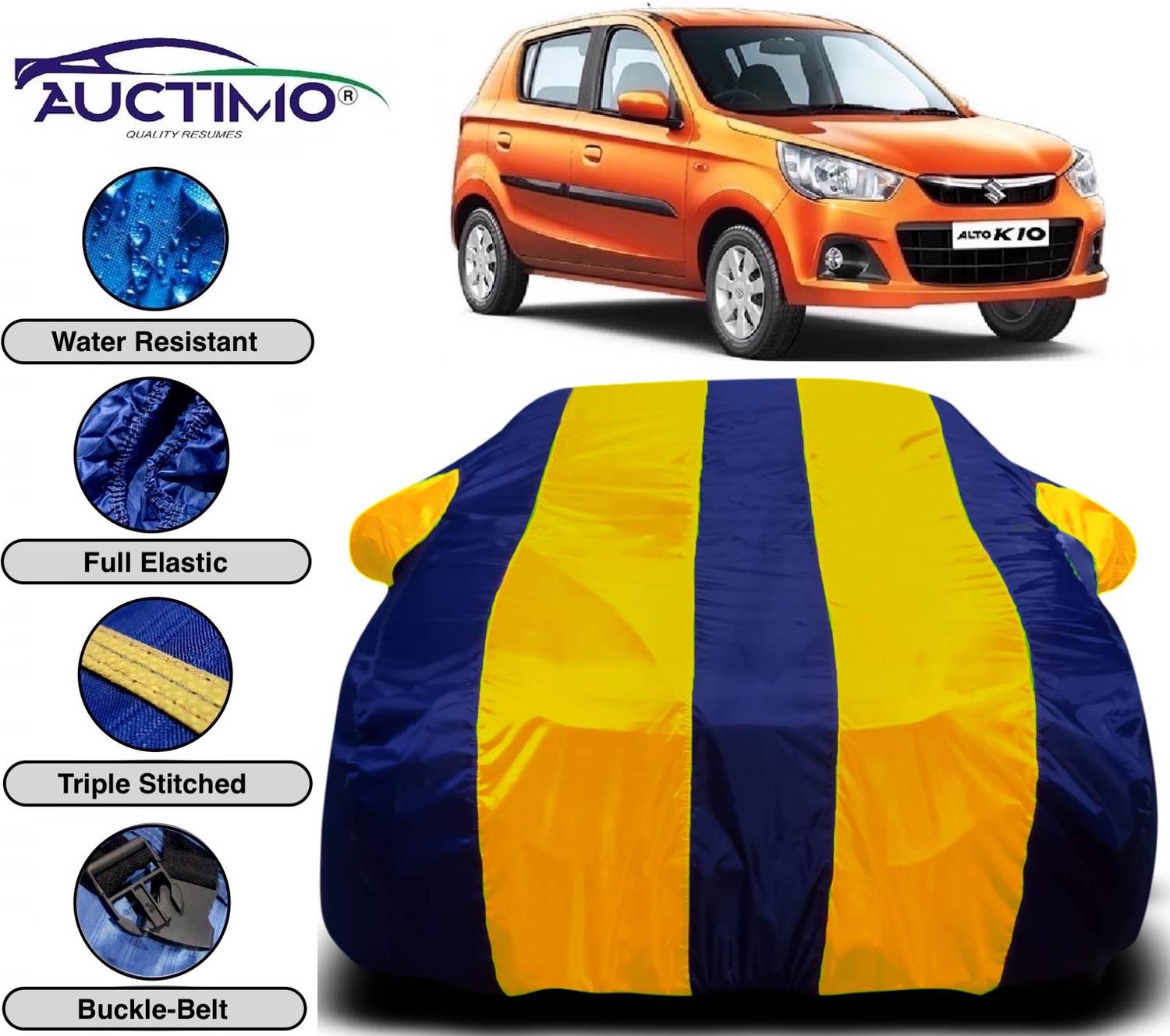 AUCTIMO Car Cover For Maruti Suzuki Alto K10 (With Mirror Pockets)