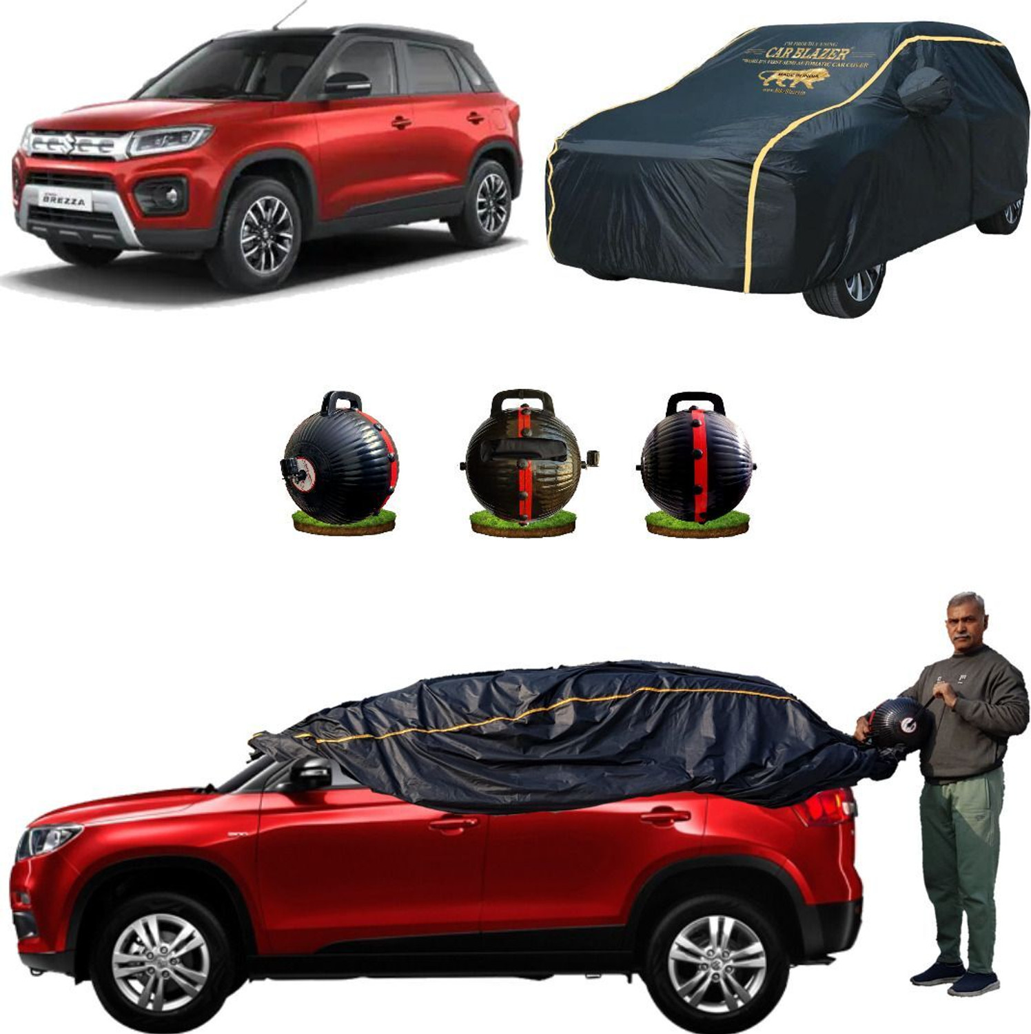 Image of CARBLAZER Car Cover For Maruti Suzuki Brezza (Without Mirror Pockets)