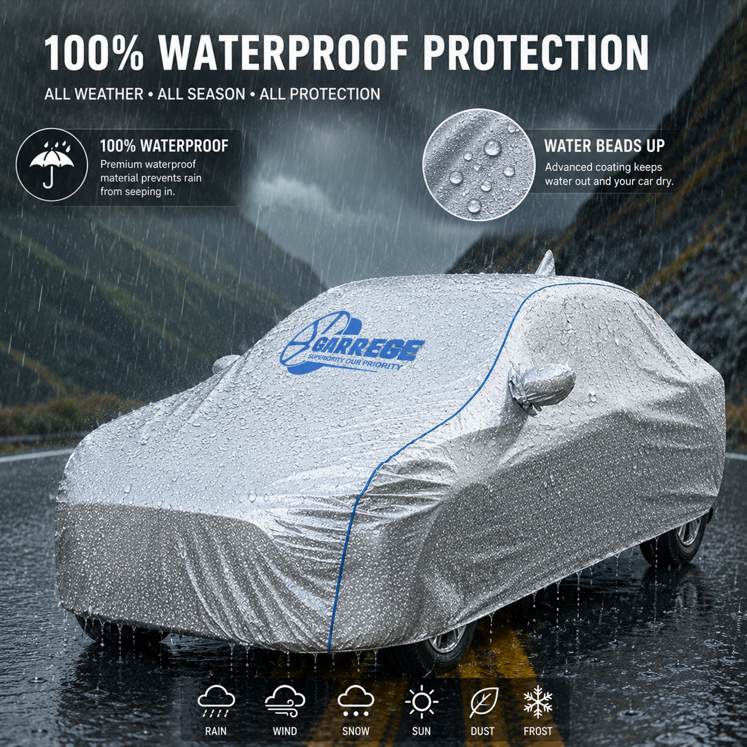 Image of GARREGE Car Cover For Maruti Suzuki XL6 (With Mirror Pockets)