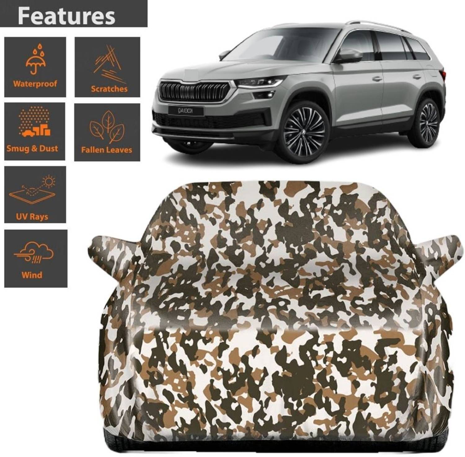 BOTAUTO Car Cover For Skoda Kodiaq, Universal For Car, Kodiaq 2.0 TDI Style (With Mirror Pockets)