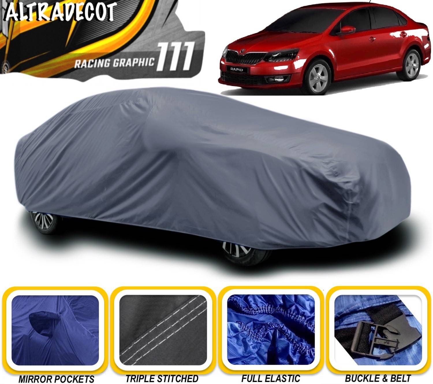 ALTRADECOT Car Cover For Skoda Rapid (With Mirror Pockets)