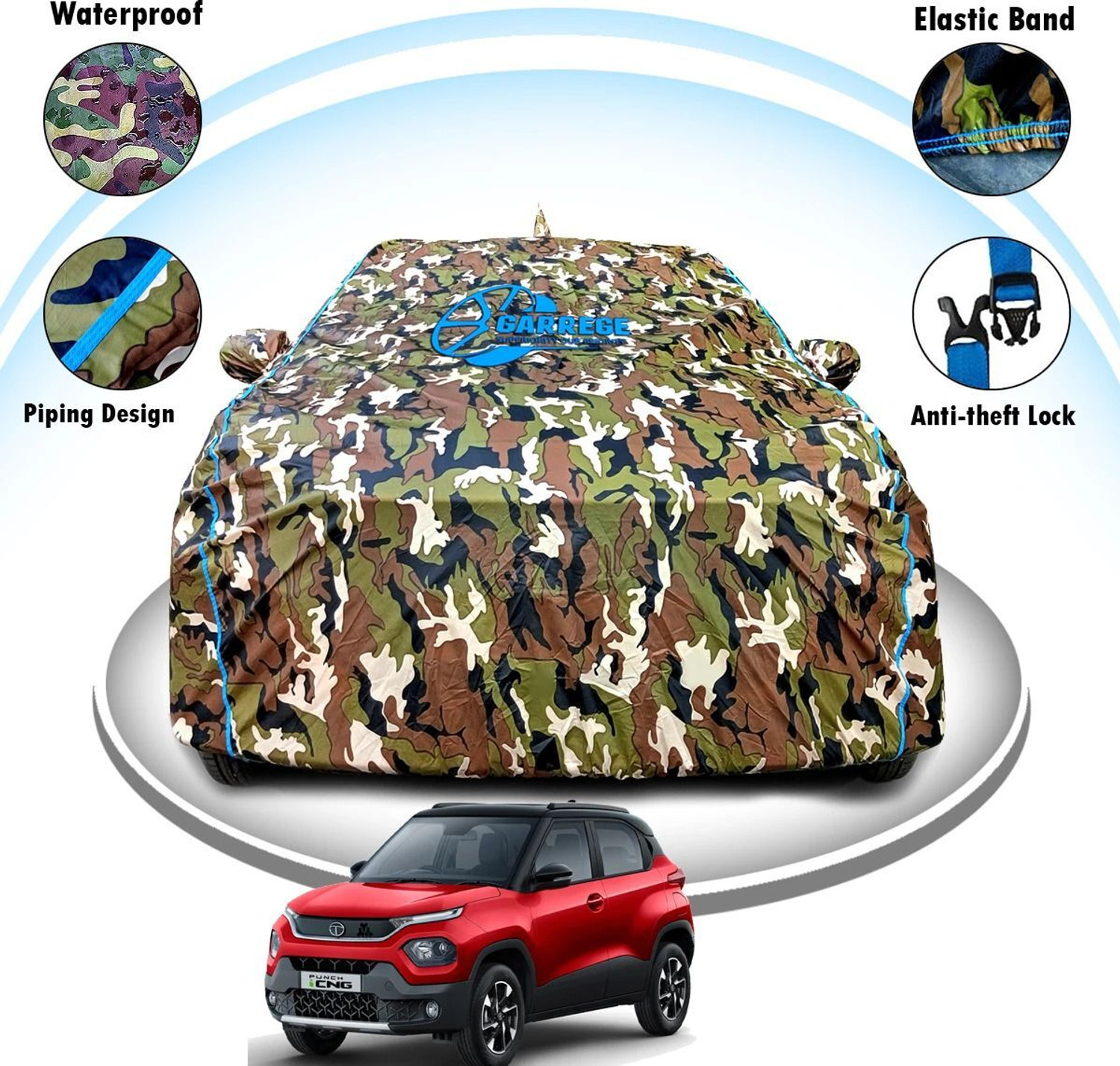 Image of GARREGE Car Cover For Tata Punch (With Mirror Pockets)