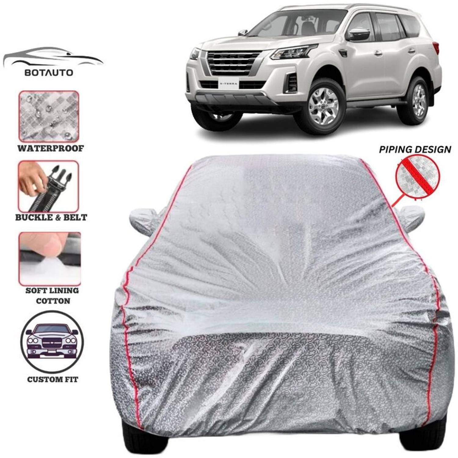 BOTAUTO Car Cover For Nissan Xterra, Universal For Car (With Mirror Pockets)