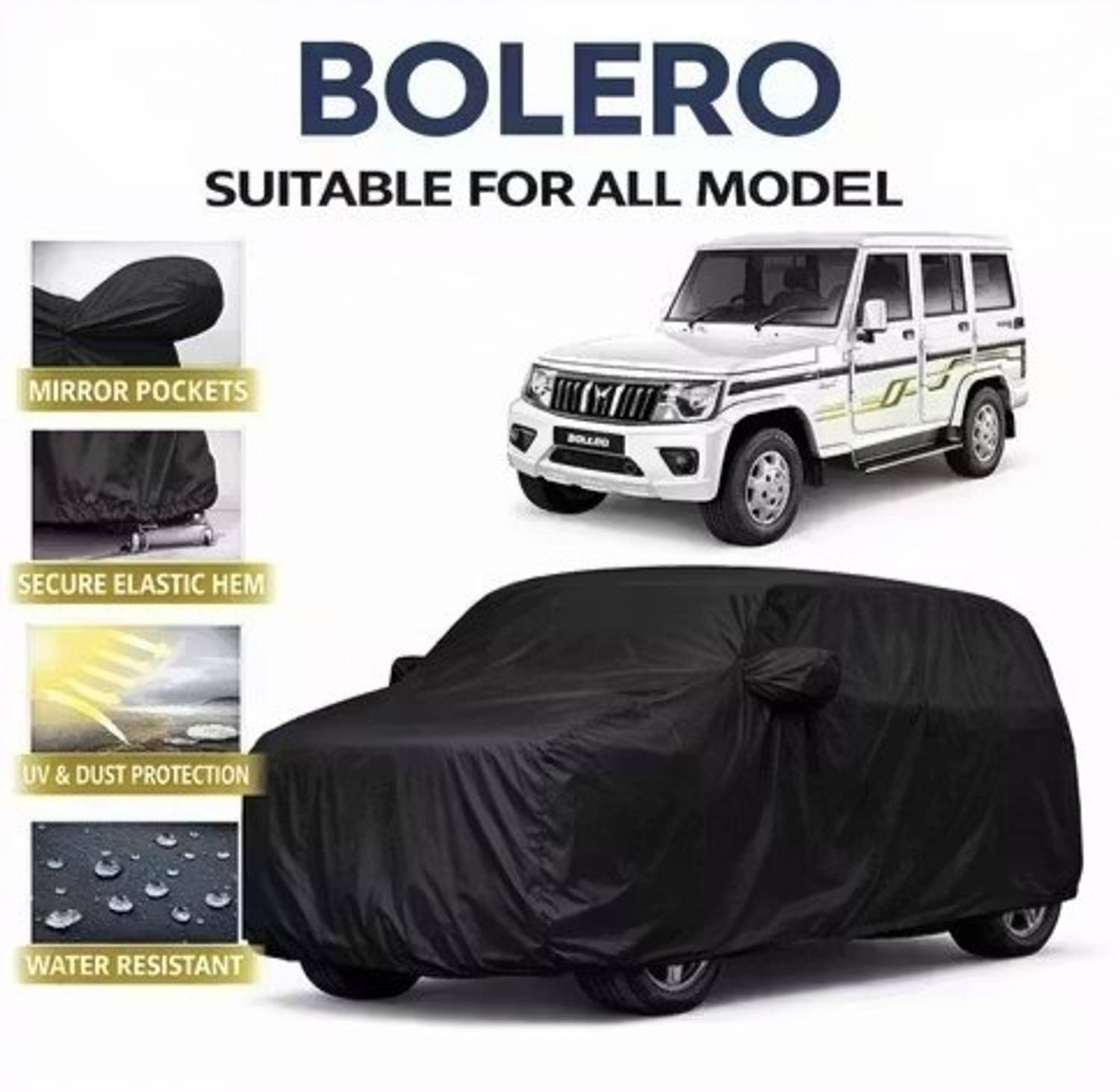 NEXTAURA Mahindra Bolero Car Cover Black - Image 1