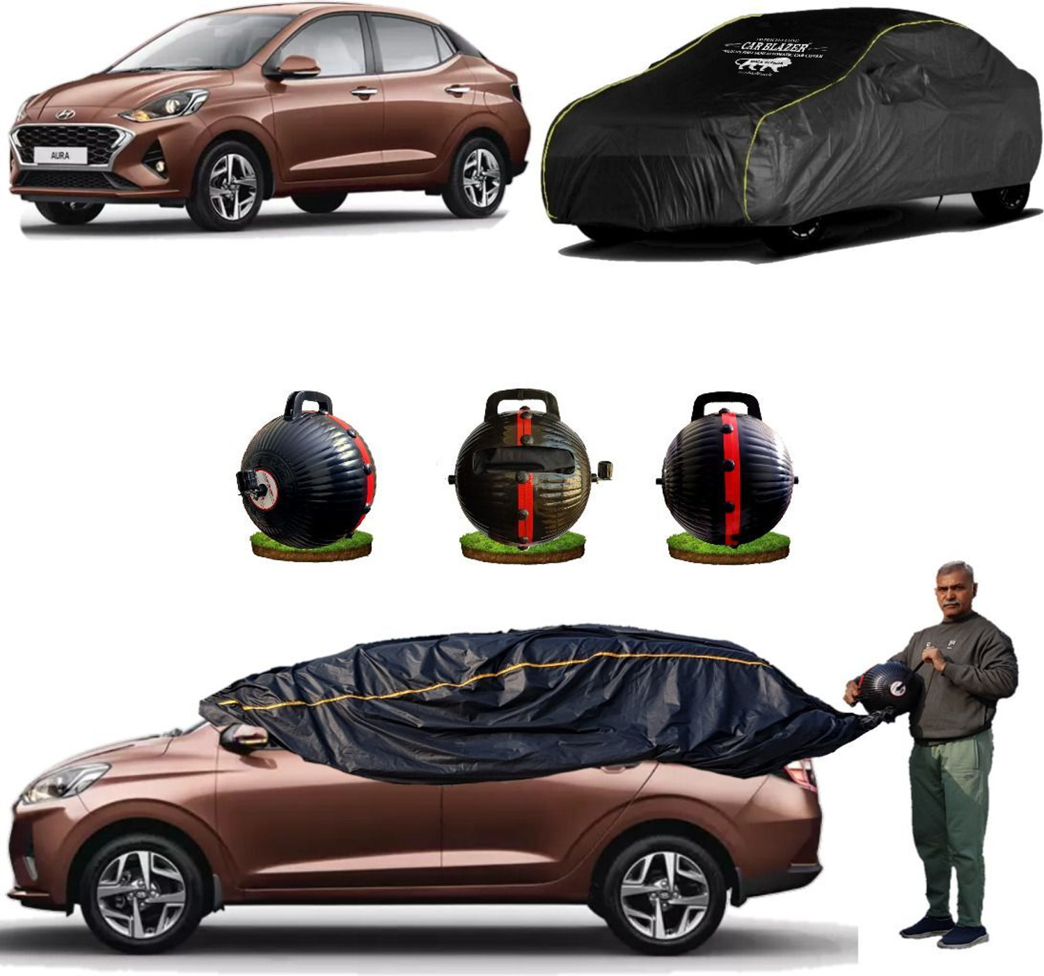 Image of CARBLAZER Car Cover For Hyundai Aura (Without Mirror Pockets)