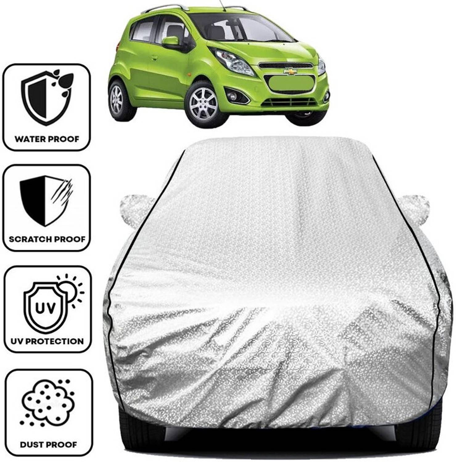 BOTAUTO Car Cover For Chevrolet Beat, Beat 1D, Beat Diesel LS, Universal For Car (With Mirror Pockets)