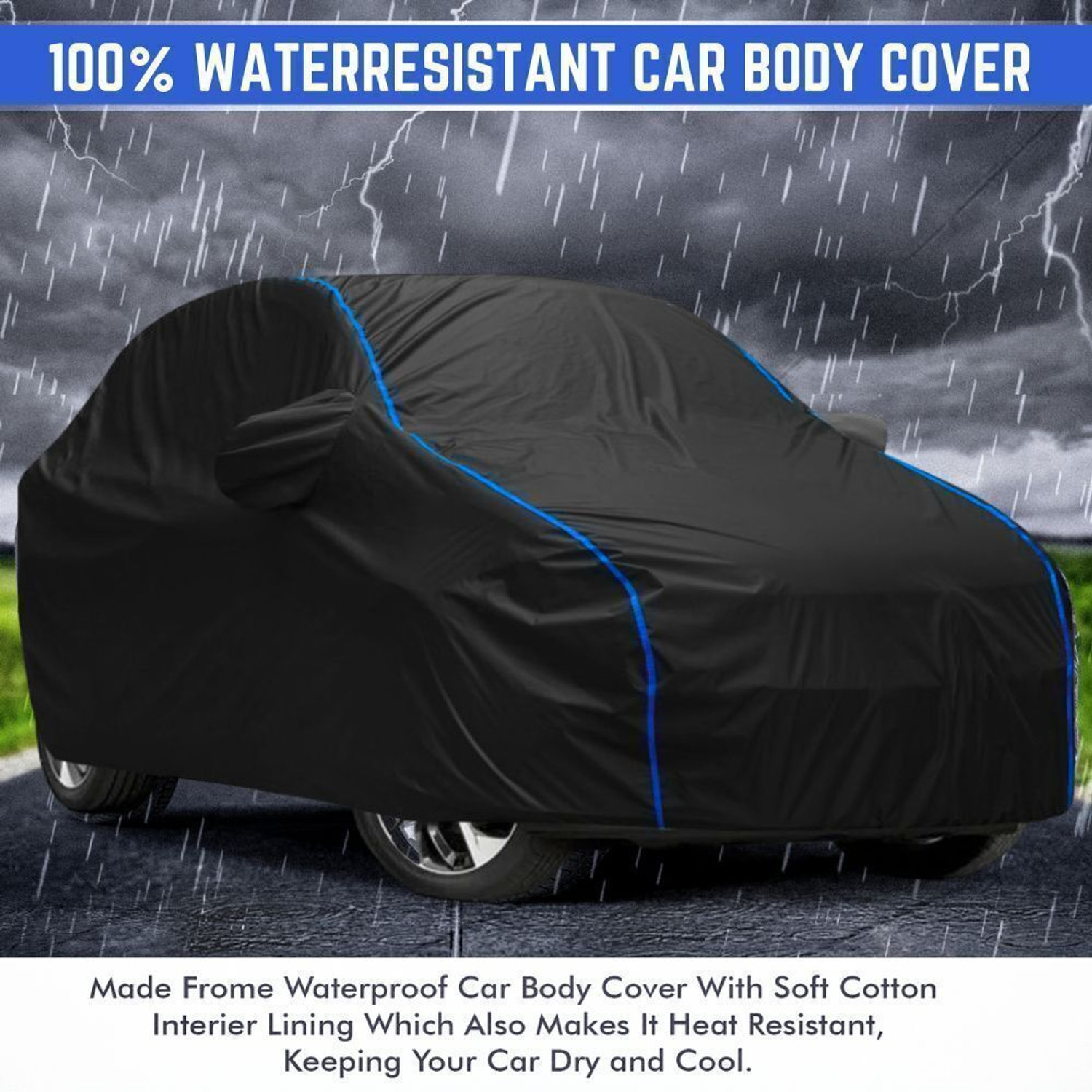 Image of ACTIMO Car Cover For Maruti Suzuki Alto, Alto 800, Alto 800 LX, Universal For Car (With Mirror Pockets)