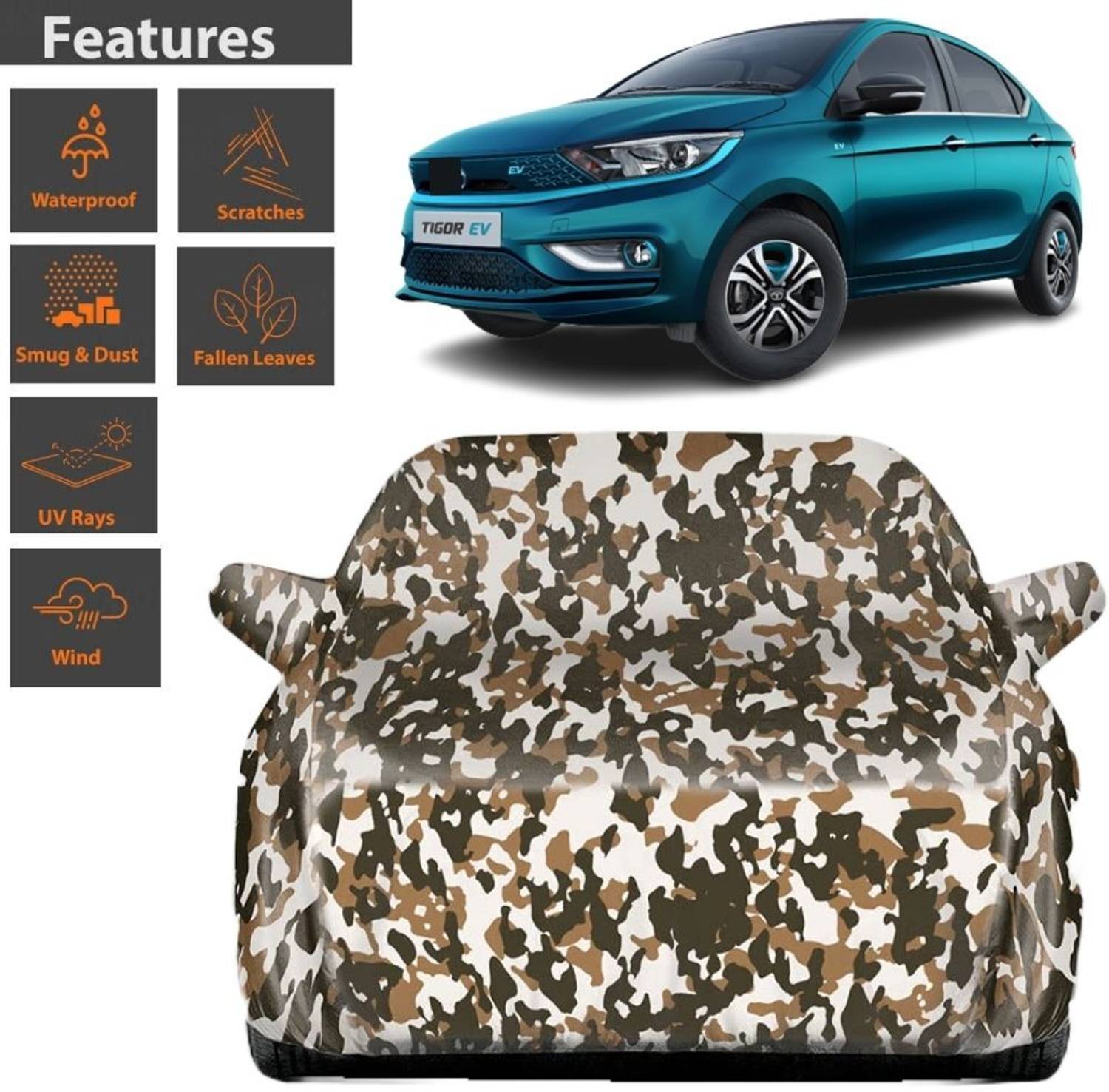 BOTAUTO Car Cover For Tata Tigor EV, Universal For Car, Tigor EV XE Plus Electric (With Mirror Pockets)