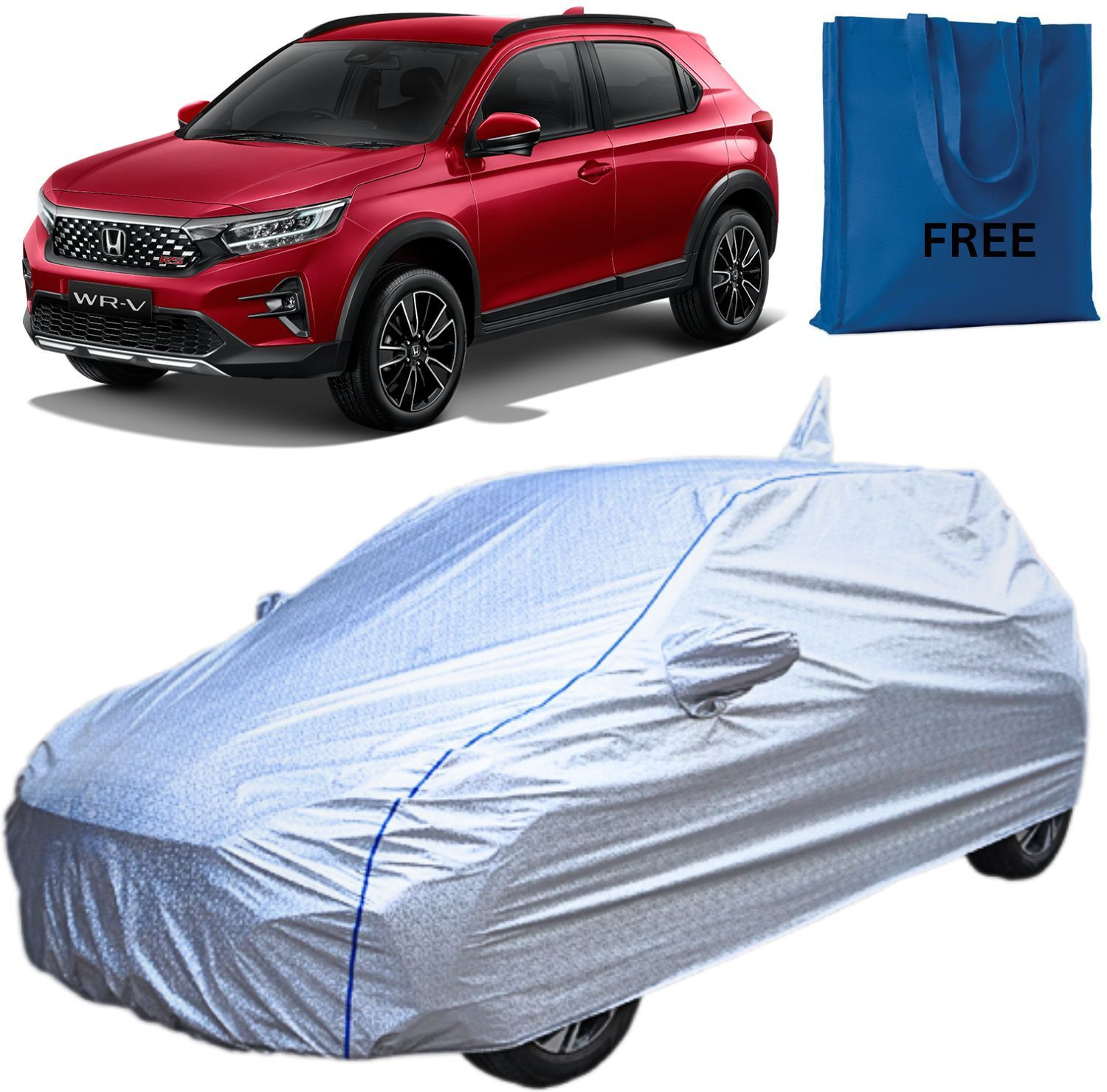 Image of FABZEX Car Cover For Honda WR-V, WRV, WRV Edge Edition i-DTEC S Diesel, WRV Edge Edition i-VTEC S Petrol, WRV Exclusive Diesel, WRV Exclusive Petrol, WRV i-DTEC S, WRV i-DTEC VX, WRV i-DTEC VX Diesel, WRV i-VTEC VX Petrol (With Mirror Pockets)