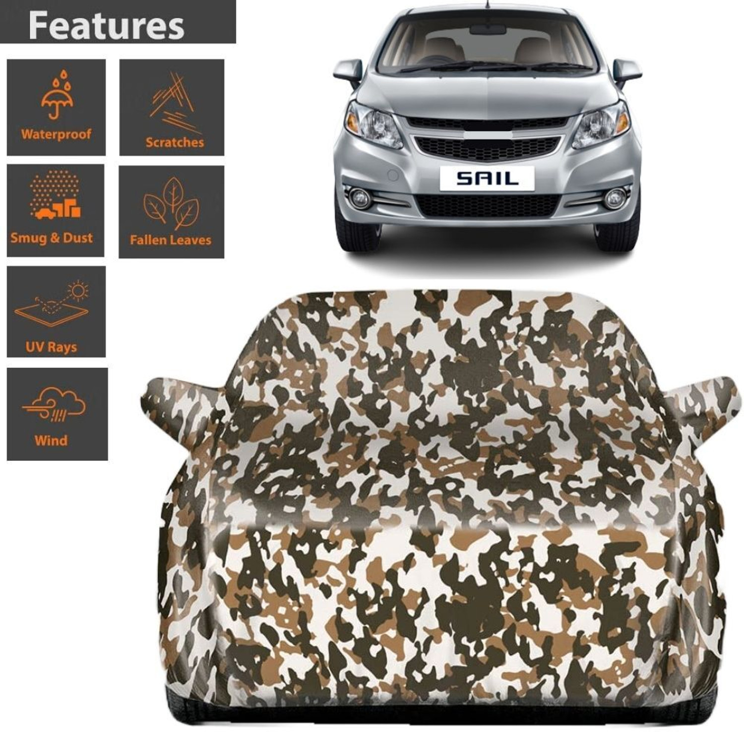 Image of BOTAUTO Car Cover For Chevrolet Sail, Sail 1.2 Base, Sail EX, Universal For Car (With Mirror Pockets)